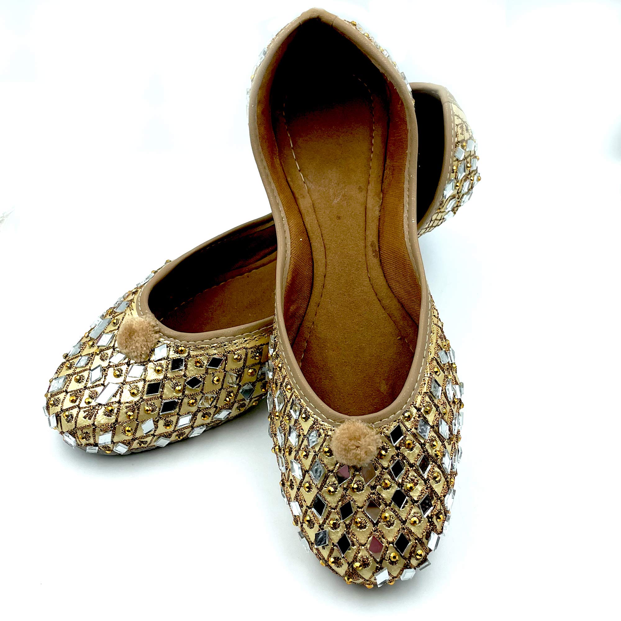 Chandrakala Women's Traditional Handmade Khussa Wedding Bridal Mojari Juti Punjabi Jutti Ethnic Flats (WF131) - Comfortable Indian Ethnic Shoes for Brides, Parties & Festivals