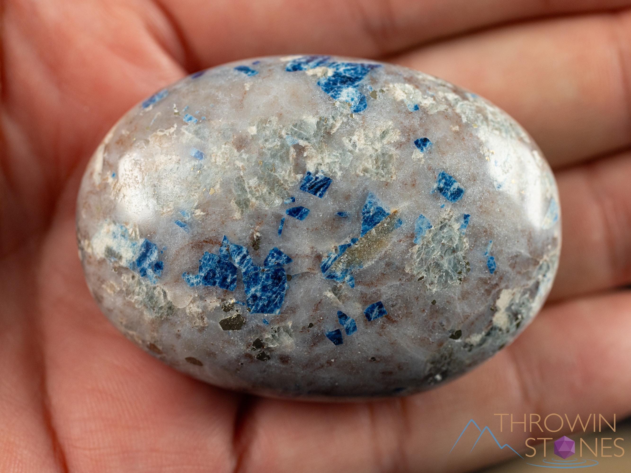 LAZULITE Crystal Palm Stone - Anxiety Relief Worry Stone for Stress & Self Care | Healing Crystals for Meditation, Relaxation & Positive Energy | Perfect for Home, Office & Travel Use