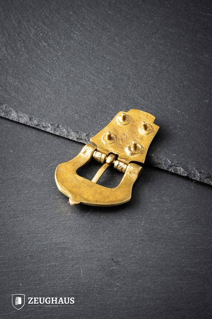 Viking Age Brass Belt Buckle - Authentic Early Middle Ages Strap Fitting for 30mm Belts - Perfect for LARP, Reenactment & Historical Costumes