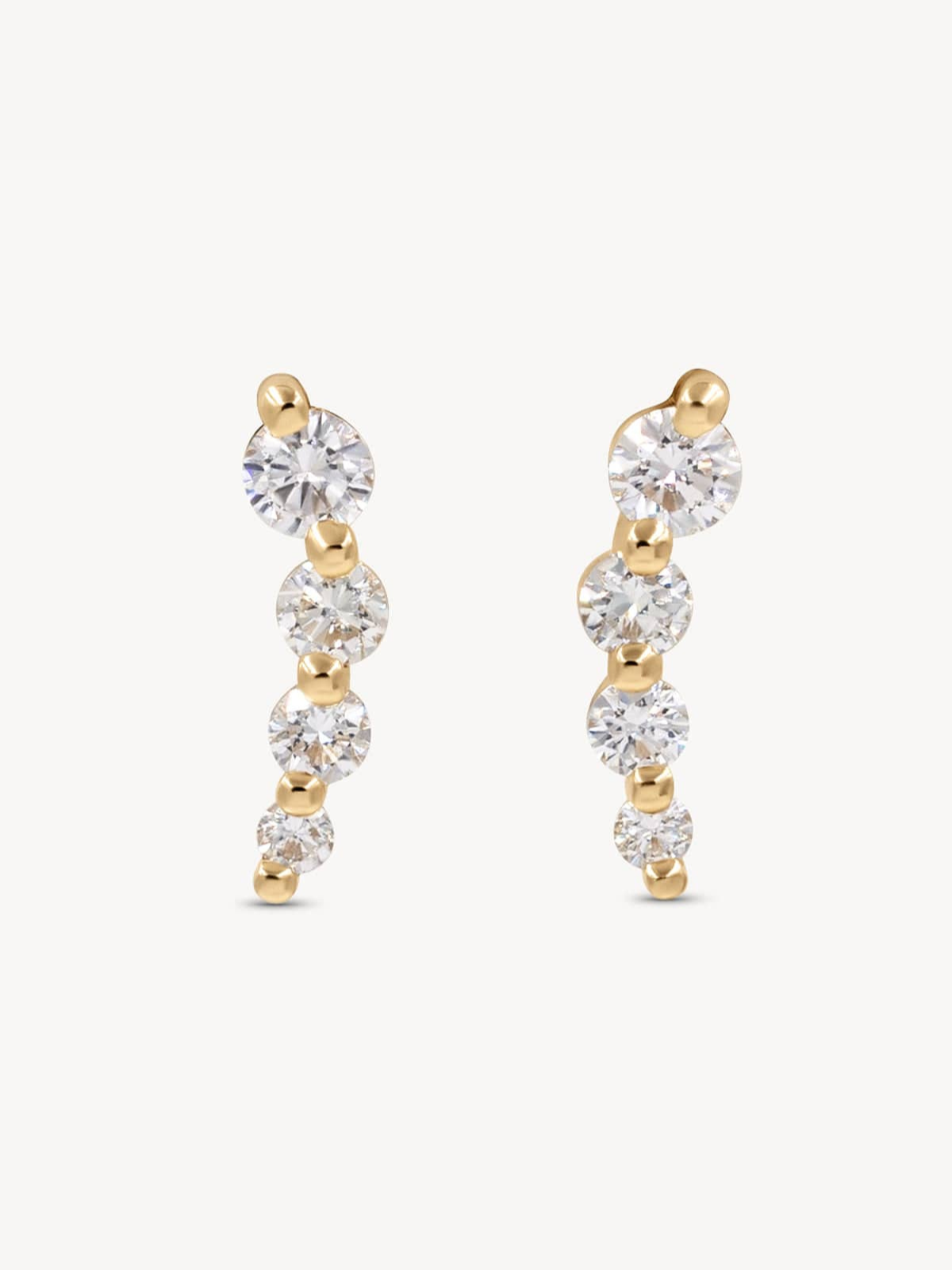 14K Gold Curved Diamond Stud Earrings for Women - Perfect for Weddings, Parties & Everyday Elegance