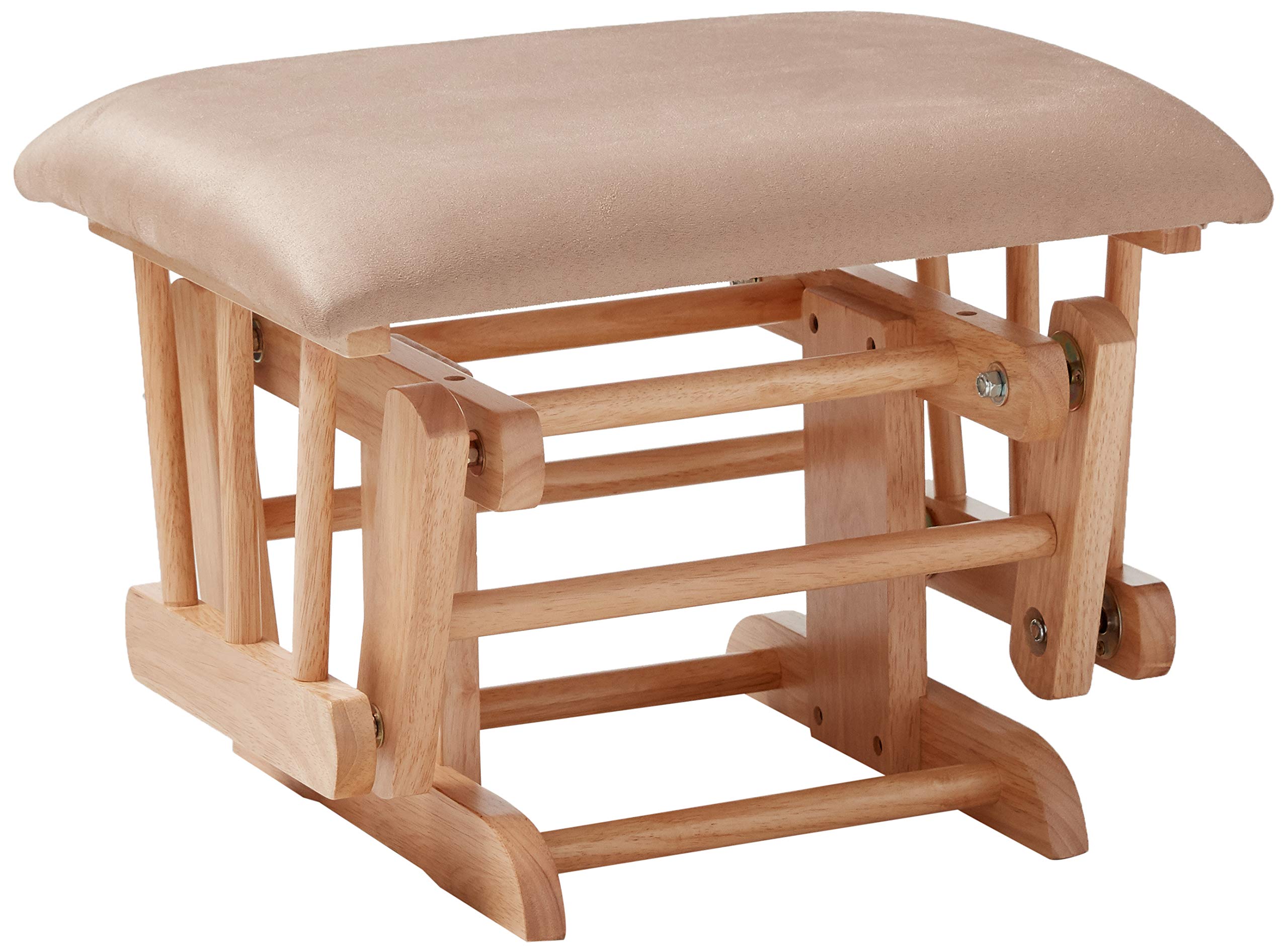 ACME Furniture Storage Ottoman with Tufted Top - Taupe Microfiber & Natural Oak Legs - Perfect for Living Room, Bedroom, or Home Office