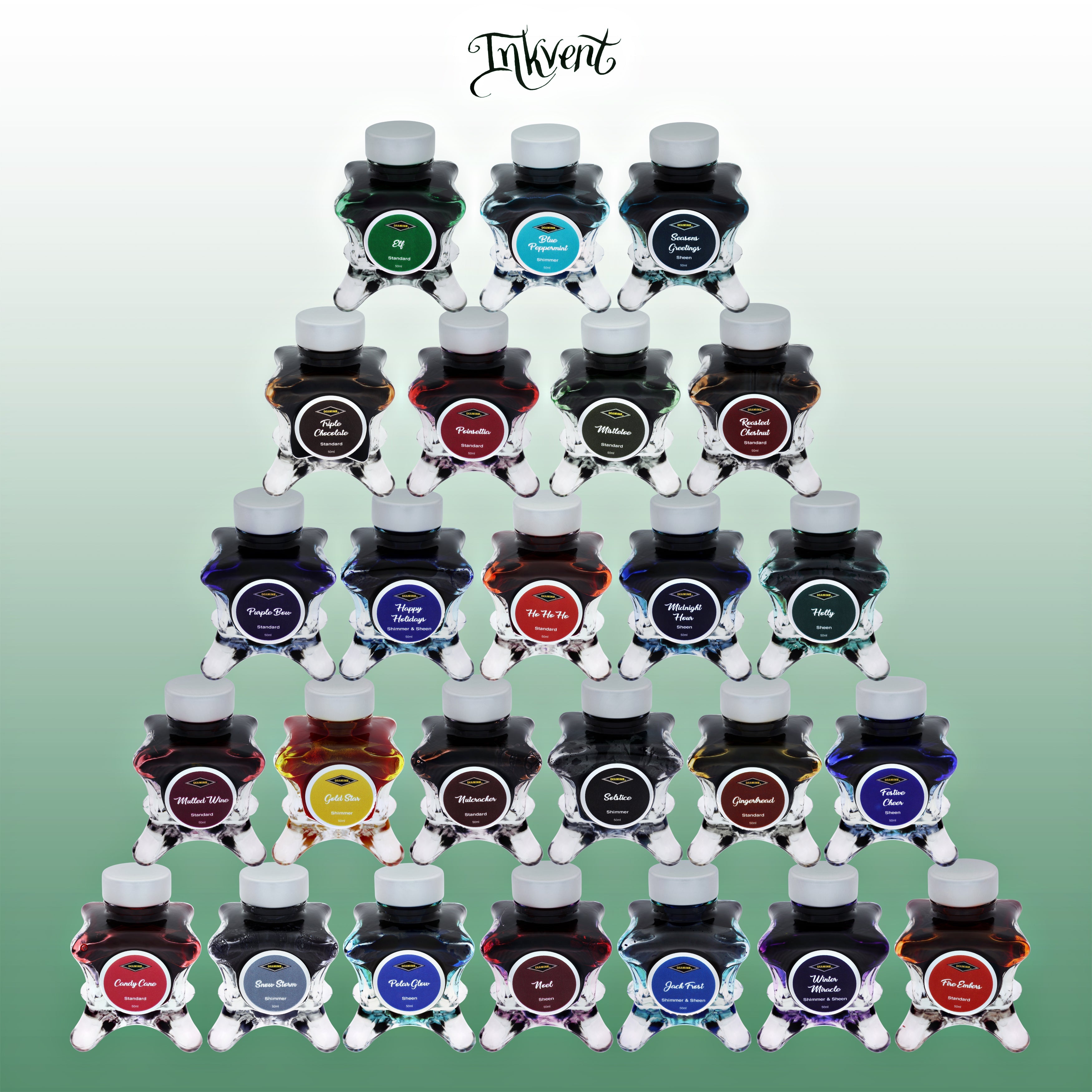 Diamine Inkvent Blue Edition Fountain Pen Ink - 50mL Bottle with Purple Bow - Perfect for Calligraphy, Journaling & Artistic Writing