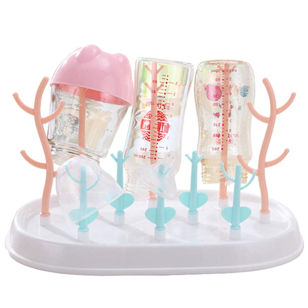 Baby Bottle Drying Rack with Cover - Feeding Bottle Organizer & Storage Box - Space-Saving Kitchen Cabinet Organizer for Nursery, Daycare & Home Use
