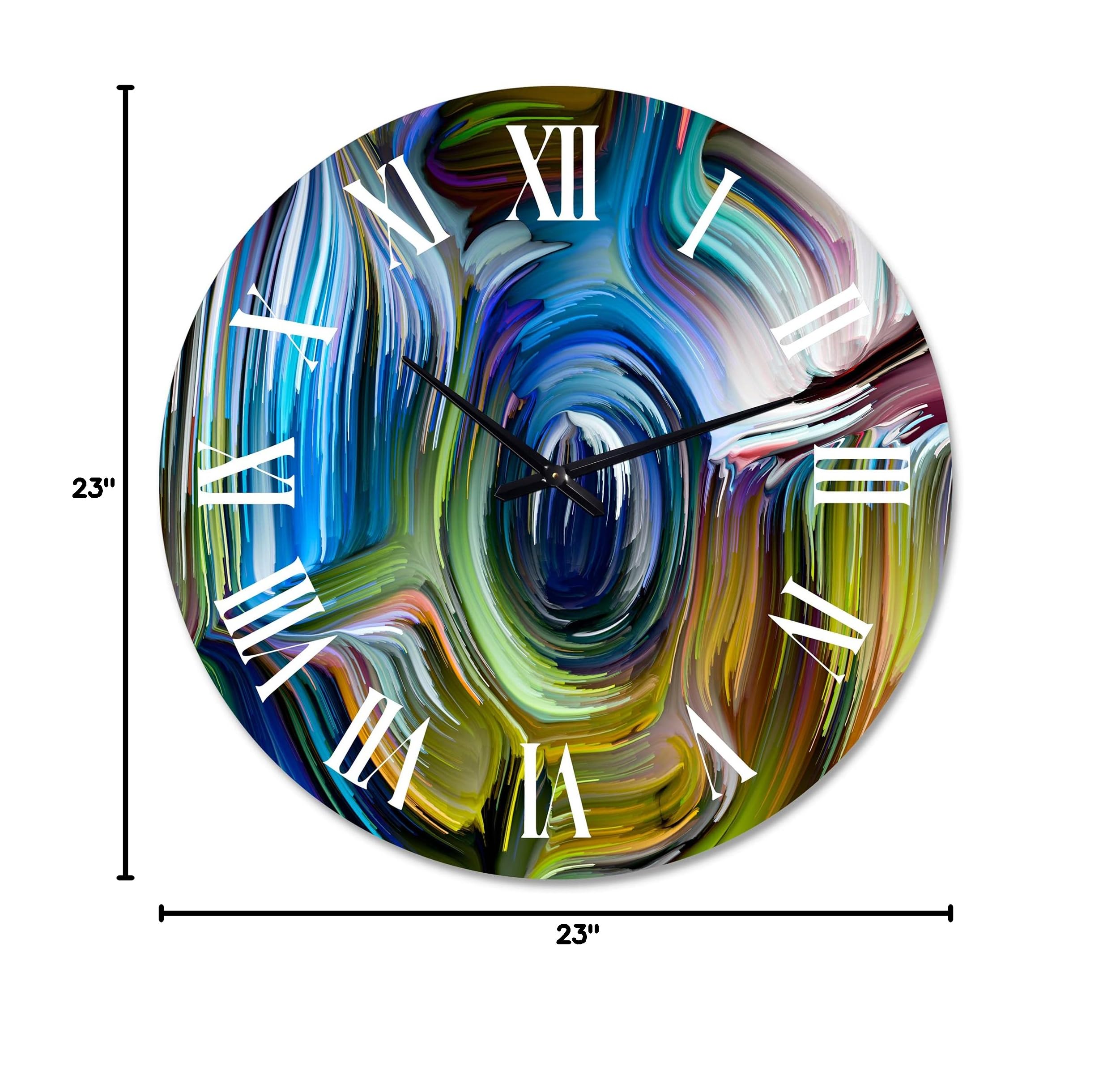 Modern Abstract Wall Clock 'Colour Fusion' - Large Fractal Design for Stylish Bedroom, Living Room & Office Decor