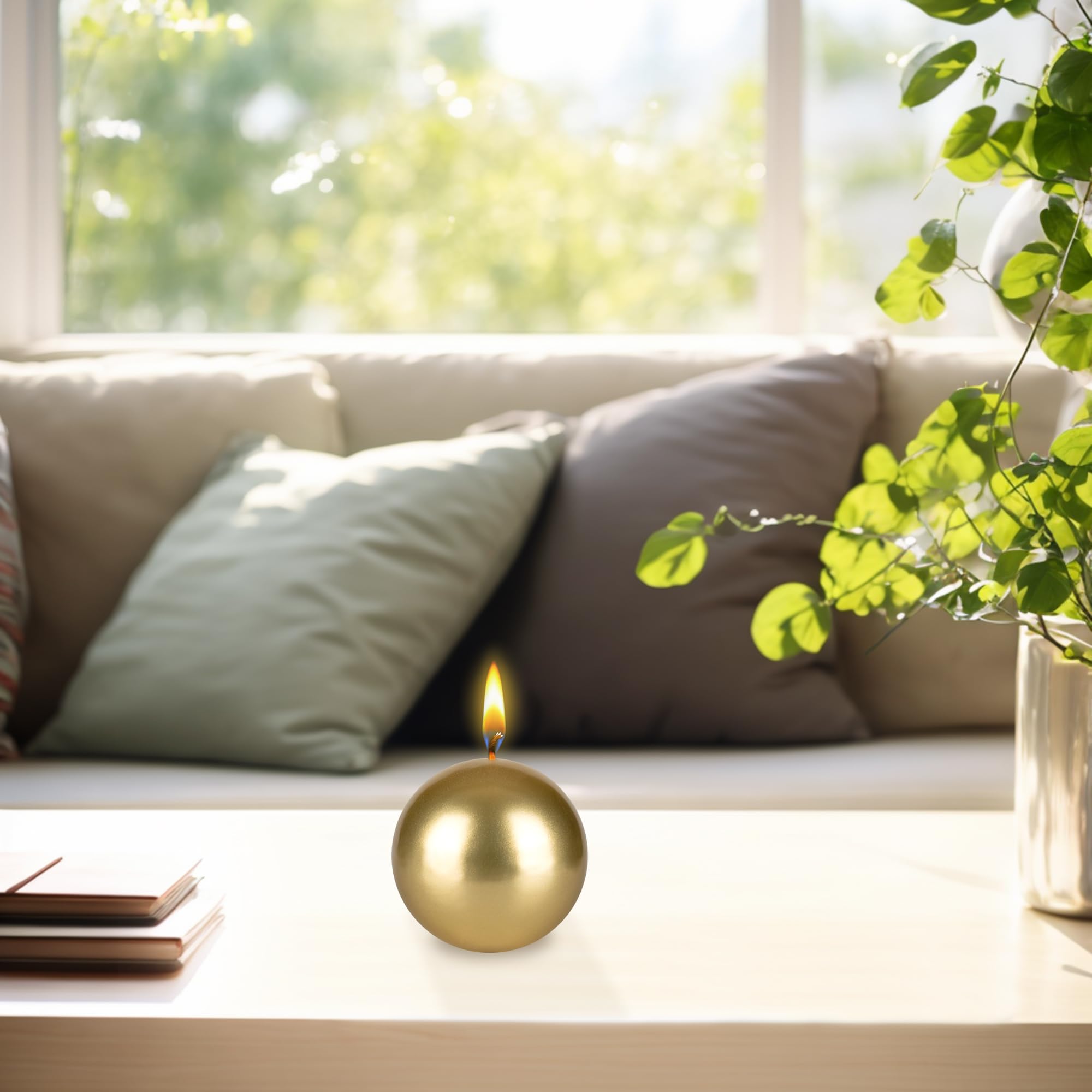 Premium Unscented Gold Ball Candles - 3