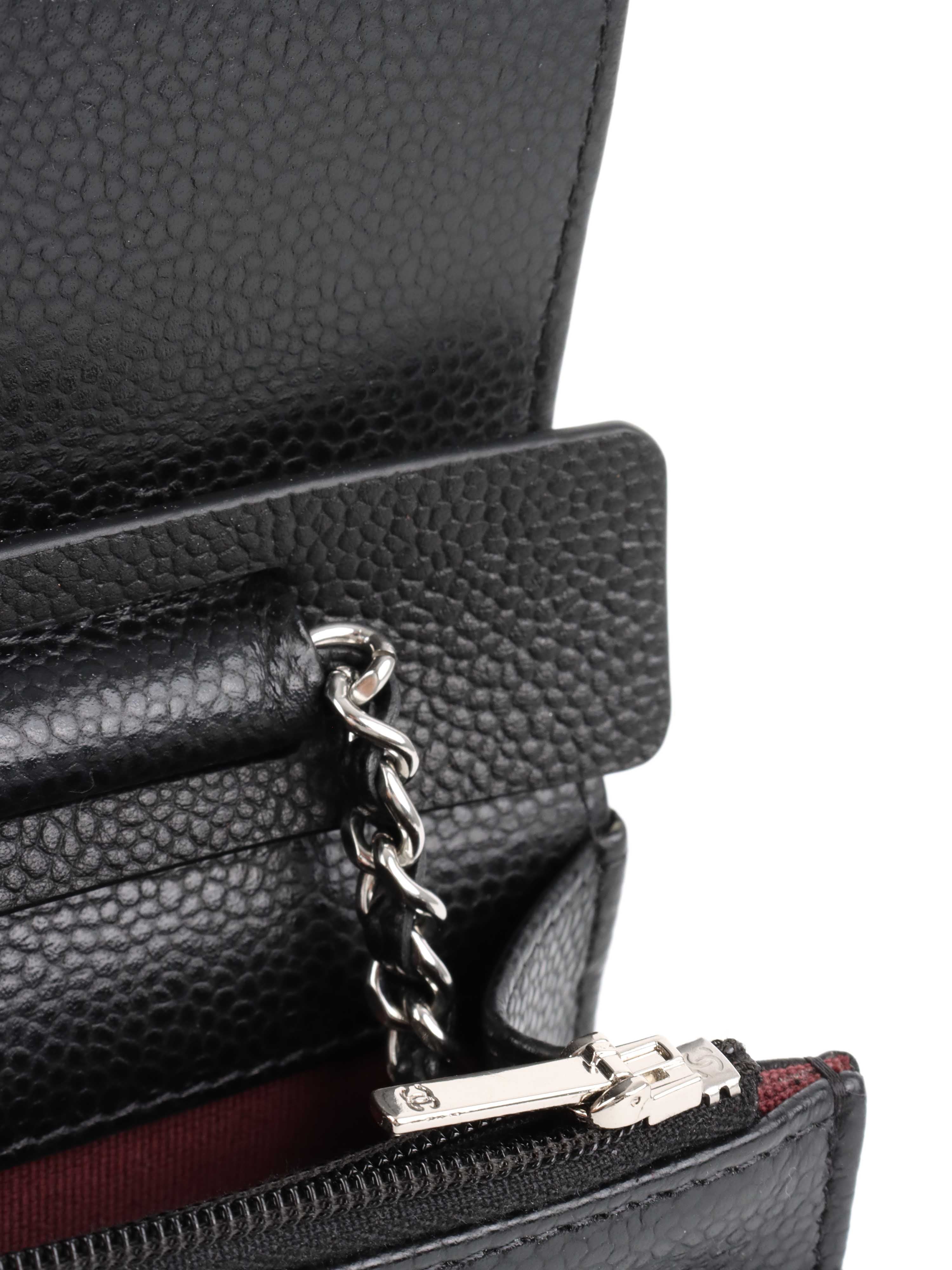Chanel Black Caviar Leather Wallet on Chain with Silver Hardware - Luxury Crossbody Bag for Women | Perfect for Evening Events, Parties & Daily Use