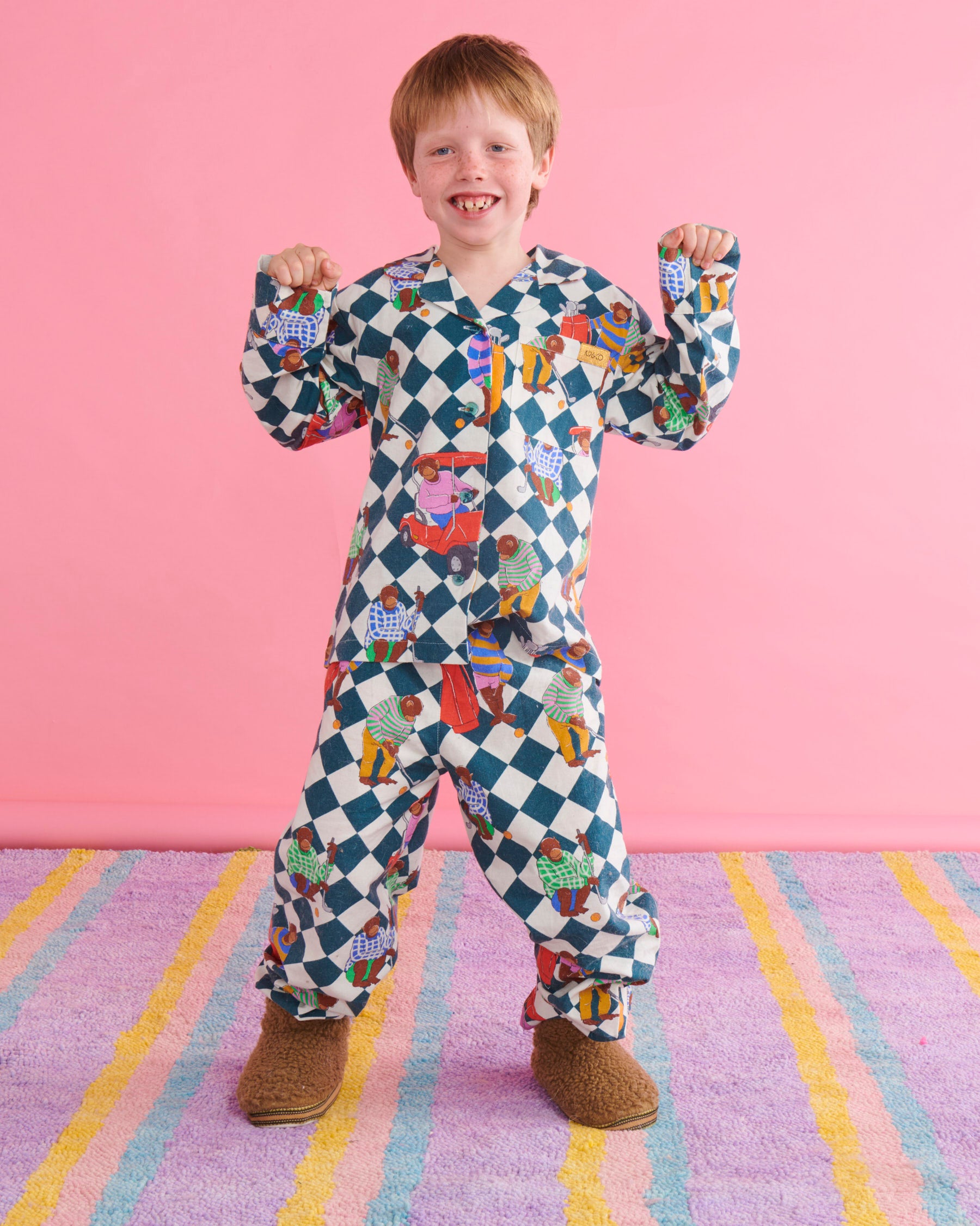 Hole In One Flannelette Long Sleeve Shirt & Pant Pajama Set for Men - Soft and Comfortable Sleepwear - Perfect for Winter Nights, Lounging, and Relaxation at Home