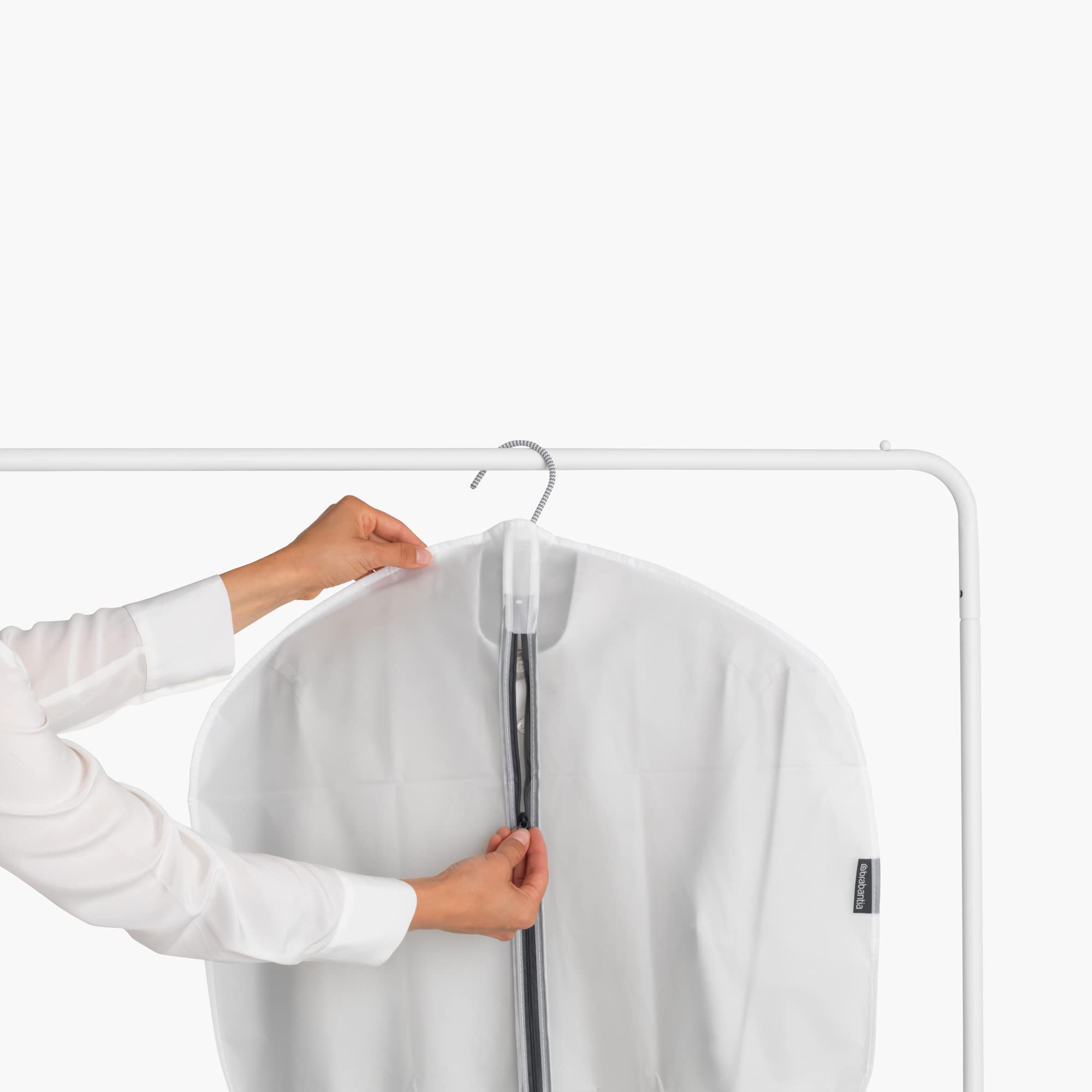 Brabantia 2-Pack Medium Clear Hanging Garment Bags for Closet Storage - Dust & Moth Proof Clothes Protector with Zipper Closure - Fits Coats, Dresses & Suits - Perfect for Travel, Seasonal Storage & Wardrobe Organization