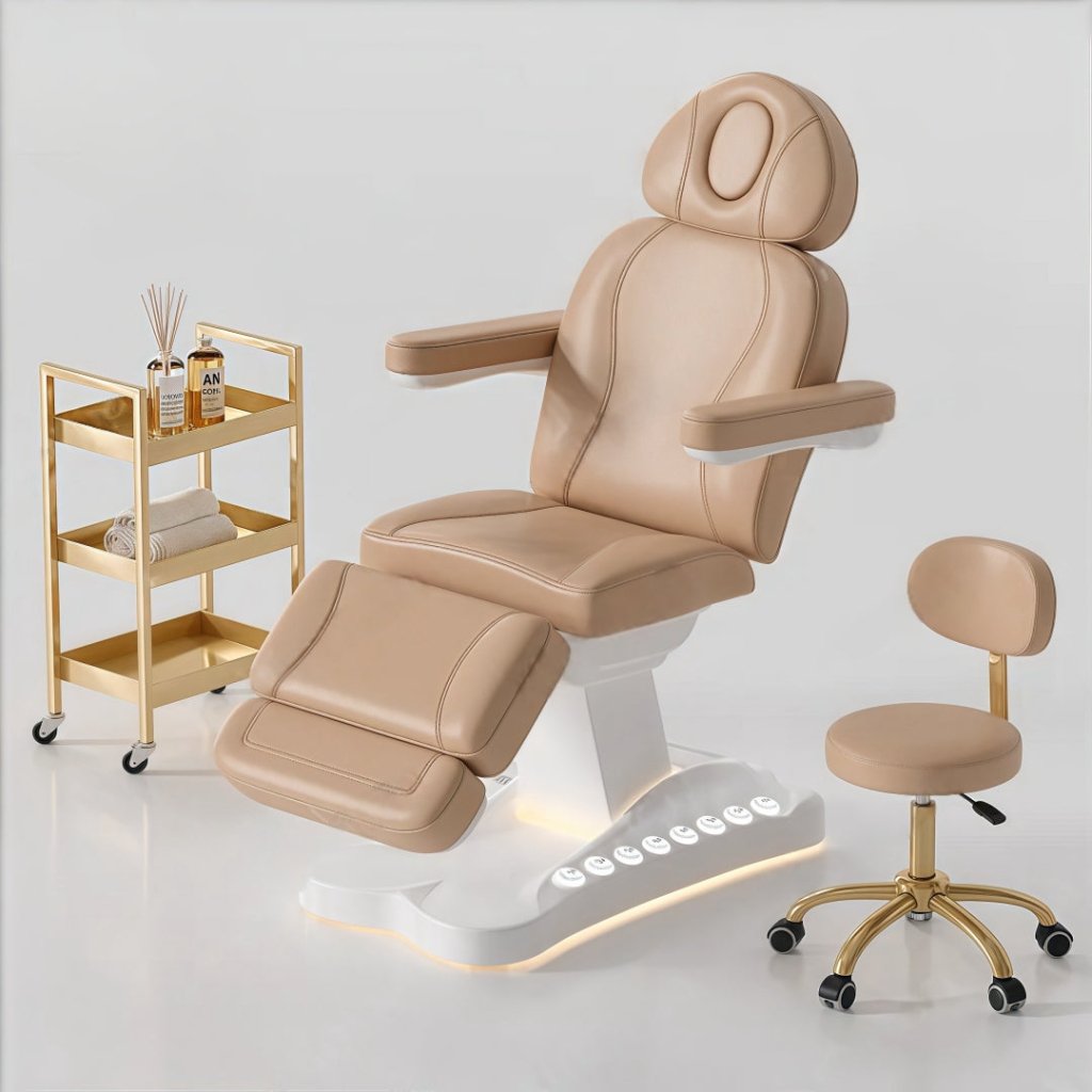 Greenlife® CarryAll 4 Motors Electric Facial Bed SPA Massage Chair with Silicone Leather - Large Foot Control Buttons & Handheld Remote - Perfect for Salon, Spa & Home Relaxation