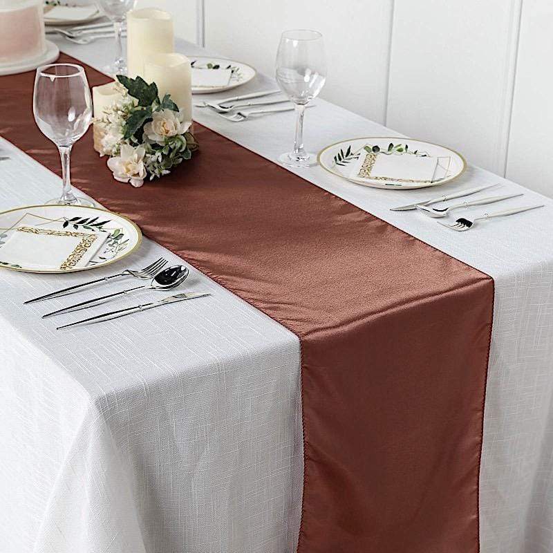 12x108 Inch Satin Table Runner for Wedding Decor - Elegant Banquet, Party & Special Event Table Covering - Perfect for Bridal Showers, Receptions & Formal Dinners