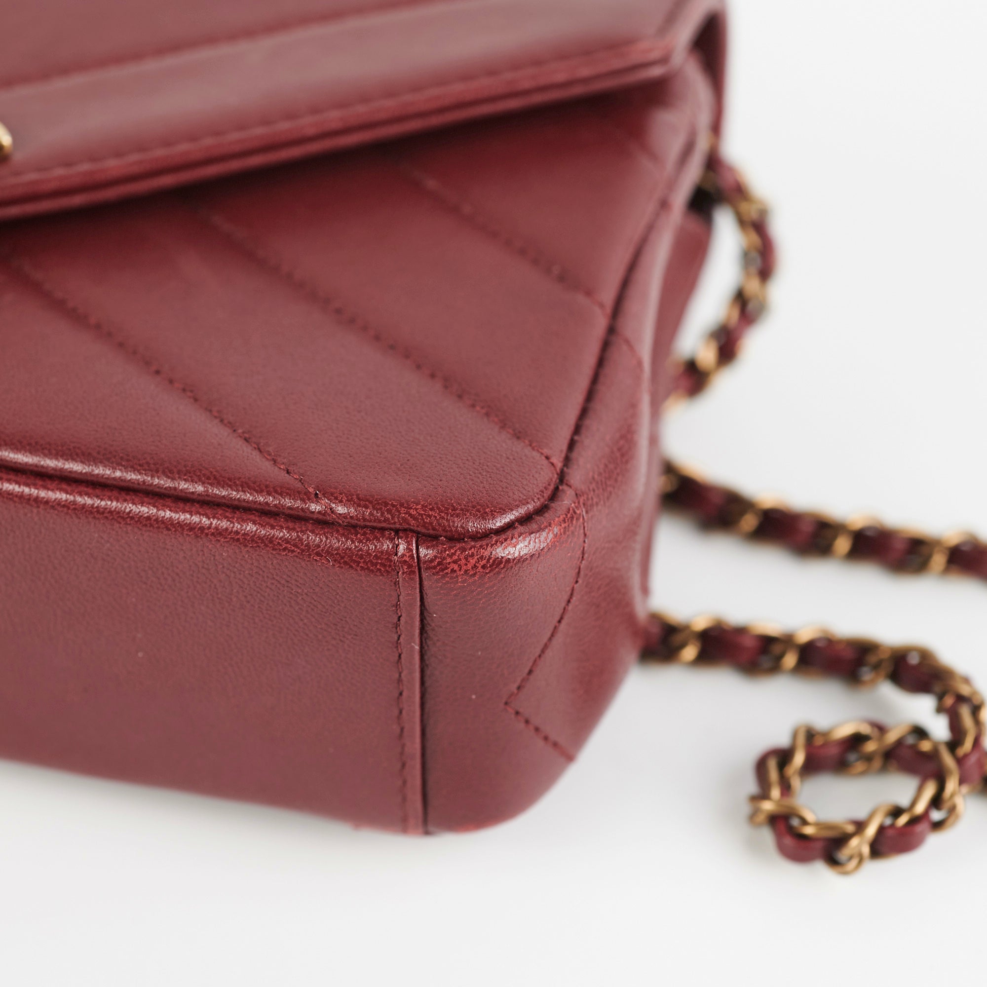 Chanel Mini Chevron Burgundy Leather Crossbody Bag for Women - Luxury Designer Handbag for Date Night, Parties & Everyday Use
