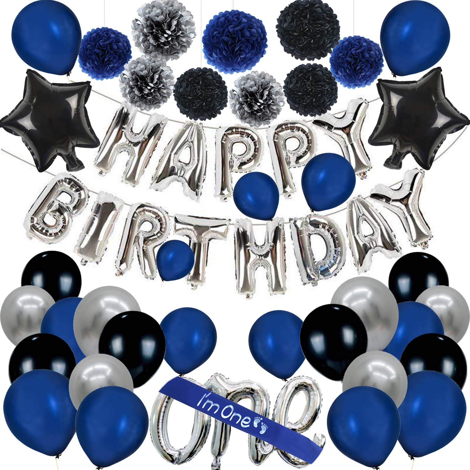 1st Birthday Party Decorations for Boys - Blue Balloons, Banners & Party Supplies for Baby Boy's First Birthday - Perfect for Baby Showers, Gender Reveals & Birthday Celebrations