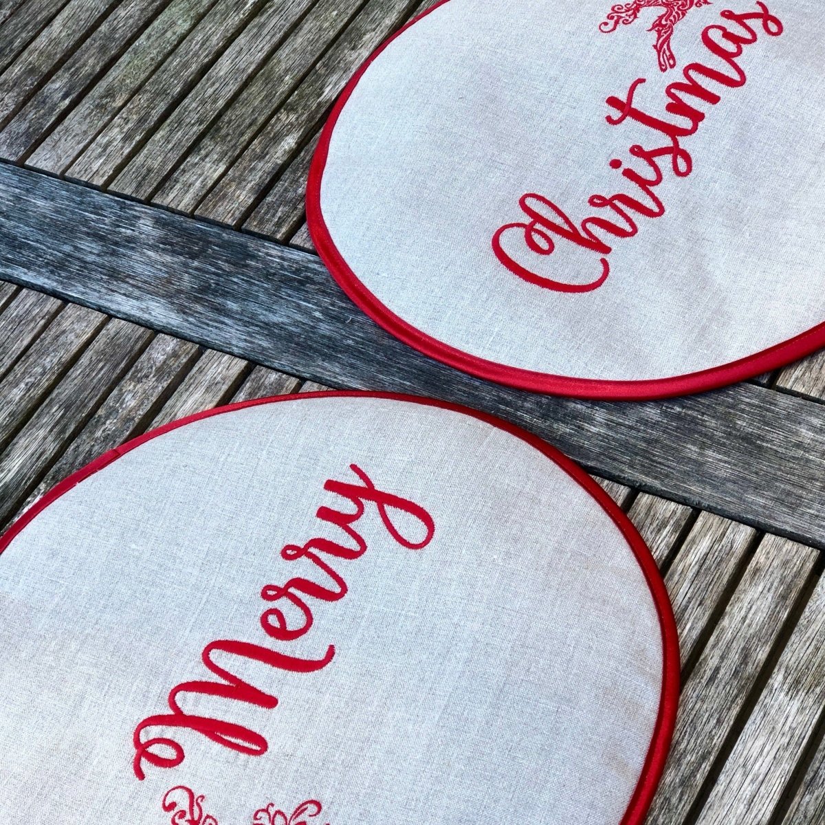 Natural Flax Linen AGA Lid Covers - Set of 2 for Christmas Decor & Kitchen Protection | Perfect for Holiday Cooking, Stovetop Safety, and Festive Home Decor