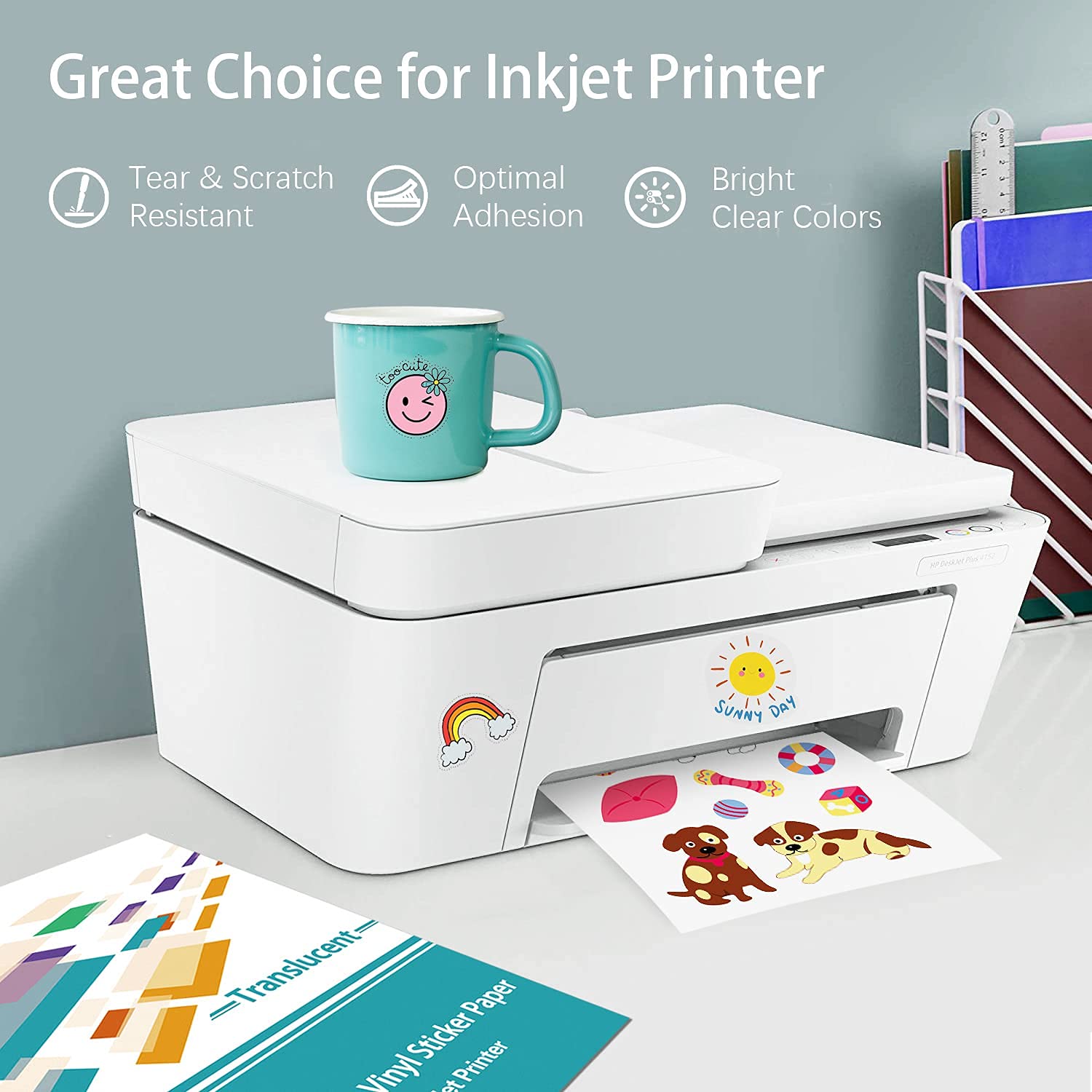Printable Vinyl Sticker Paper for Inkjet Printer - 80 Sheets Glossy White & 50 Sheets Frosty Clear Self-Adhesive Sheets | Waterproof, Tear & Scratch Resistant | Perfect for DIY Crafts, Labels, and Decorative Projects