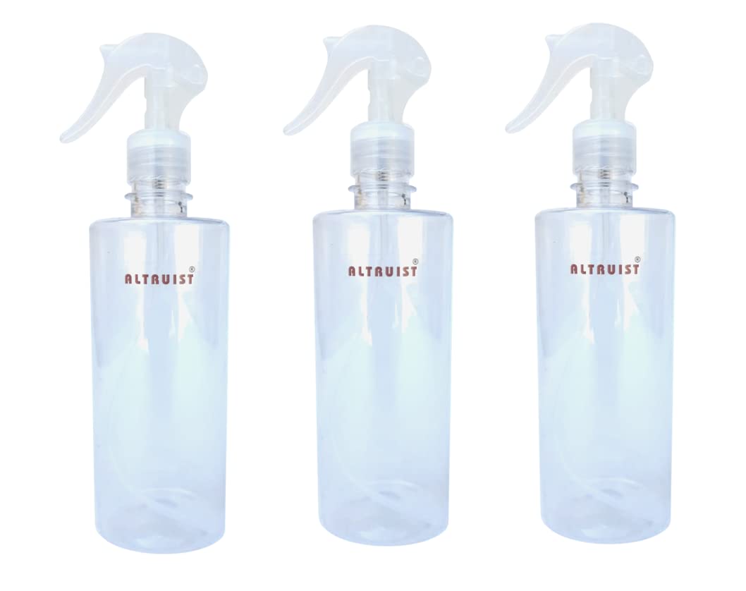 ALTRUIST 500ml Clear Empty Trigger Spray Bottle - Unbreakable Plastic for Sanitizer, Cleaning, Gardening & Hair Spray (Pack of 3) | Multipurpose Liquid Sprayer for Home, Office & Outdoor Use