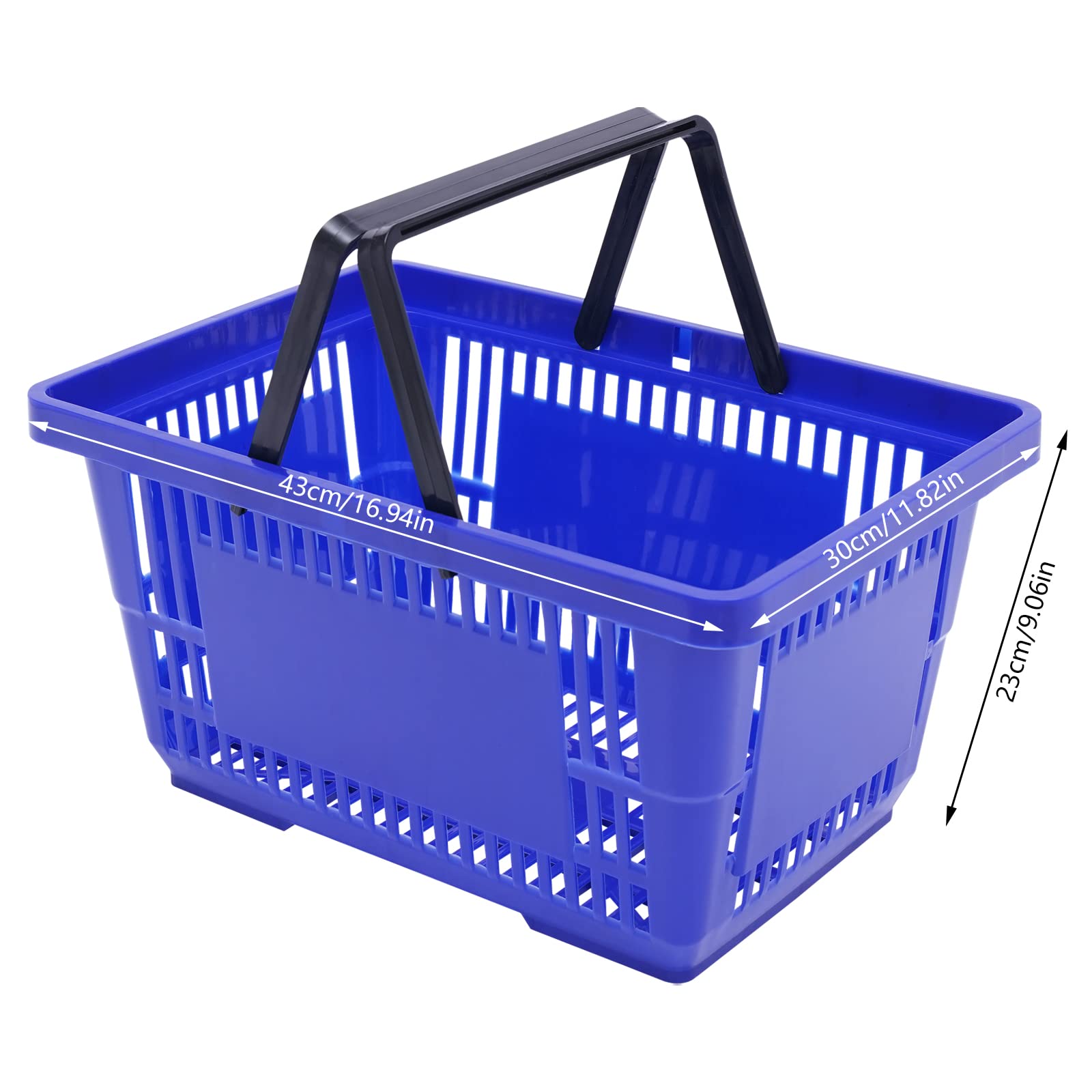 12-Pack Stackable Plastic Shopping Baskets - 18L Capacity, Blue - Durable Fruit & Vegetable Storage Bins for Supermarkets, Retail Stores, Bookshops - Perfect for Grocery Shopping, Home Organization & Commercial Use