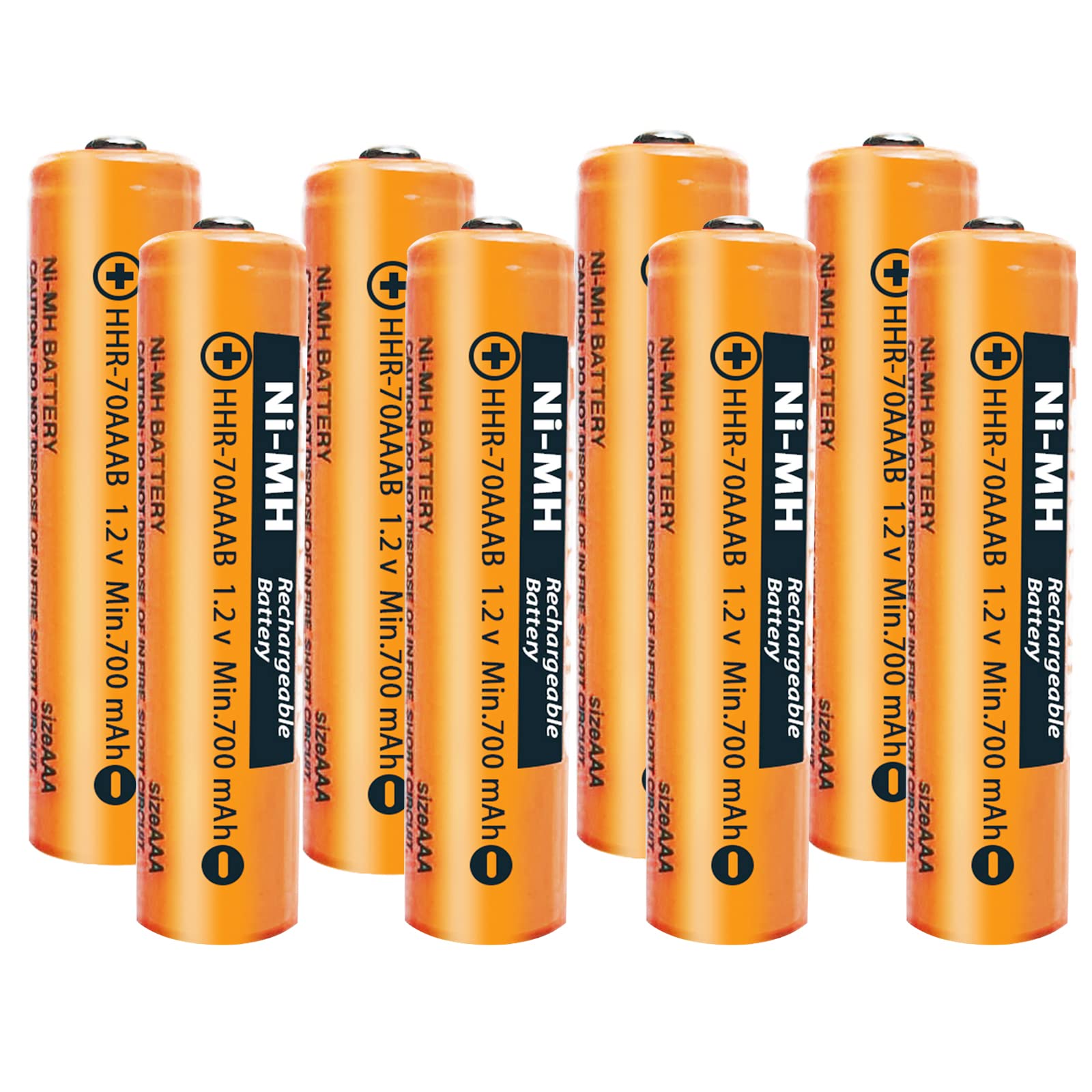 8 Pack AAA Ni-MH Rechargeable Batteries 1.2V 700mAh - HHR-70AAAB Replacement for Panasonic Cordless Phones, Electronics, Remote Controls - Perfect for Home Office, Wireless Devices & Emergency Power Backup