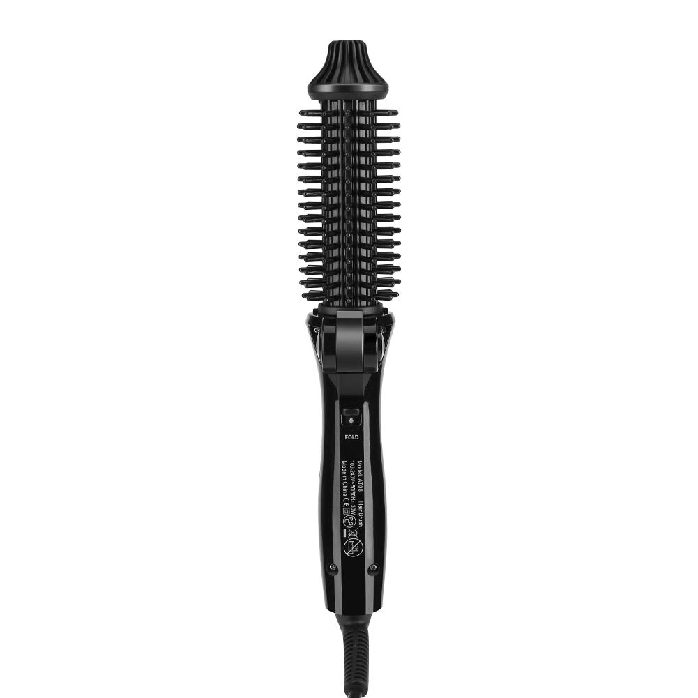 Foldable Hot Hair Brush for Straightening, Volumizing & Curling - Negative Ionic Technology for Frizz-Free Smoothing - Perfect for Travel & Home Styling (EU Plug)