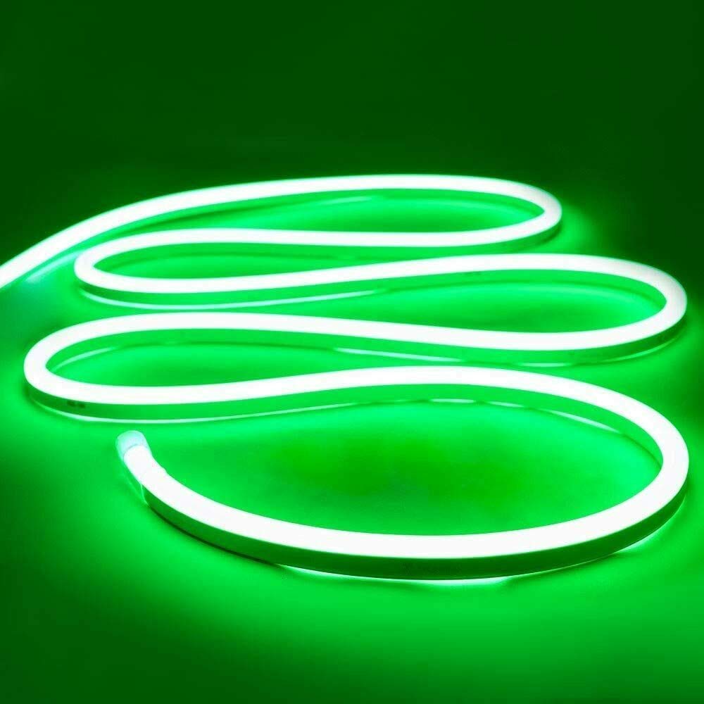12V Flexible LED Strip Lights - Waterproof Neon Sign Silicone Tube (2M/6.6FT, Green) for Home Decor, Bar Lighting, and Outdoor Advertising