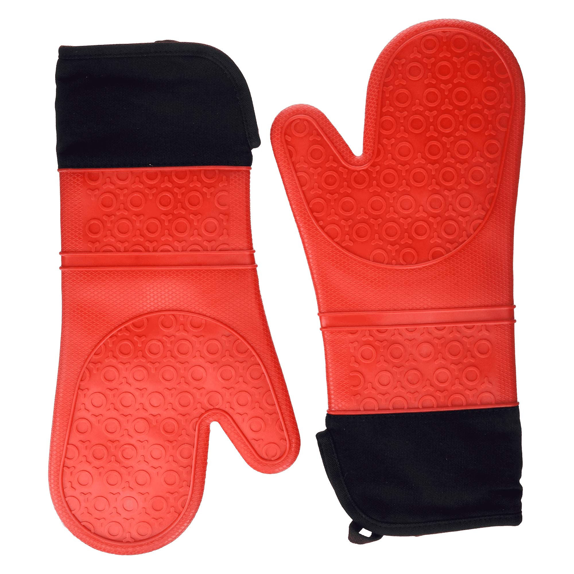 Heat-Resistant Oven Mitts Set - Extra Long & Easy Clean Kitchen Gloves for Baking, Cooking, Grilling with Bonus Pot Holder - Perfect for BBQ, Roasting & Hot Dish Handling