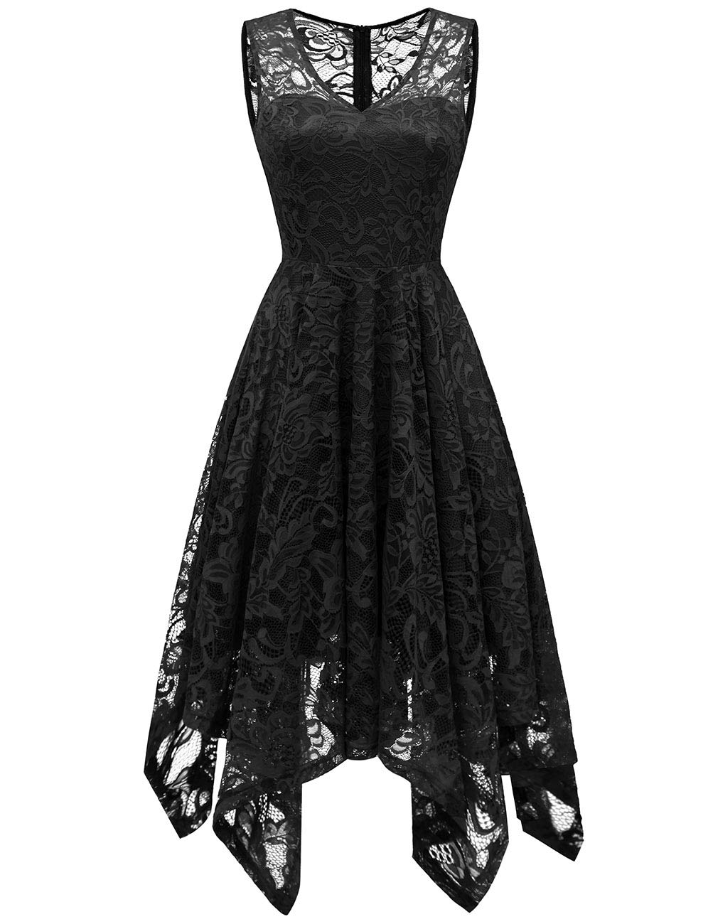 Meetjen Women's Elegant Lace Cocktail Party Dress 2025 - Handkerchief Hem Formal Gown for Wedding Guest, Bridesmaid & Prom | Perfect for Evening Galas, Cocktail Receptions & Special Occasions