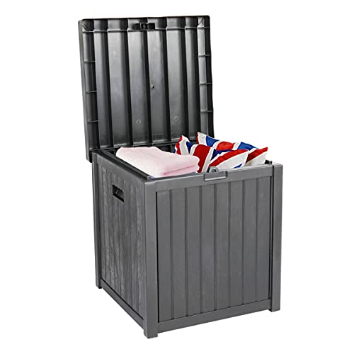 Outdoor Deck Storage Box with Lockable Seat - 51 Gallon Waterproof Garden Storage for Patio Furniture, Pool Toys & Cushions | Durable Gray Deck Box for Backyard, Poolside & Outdoor Organization