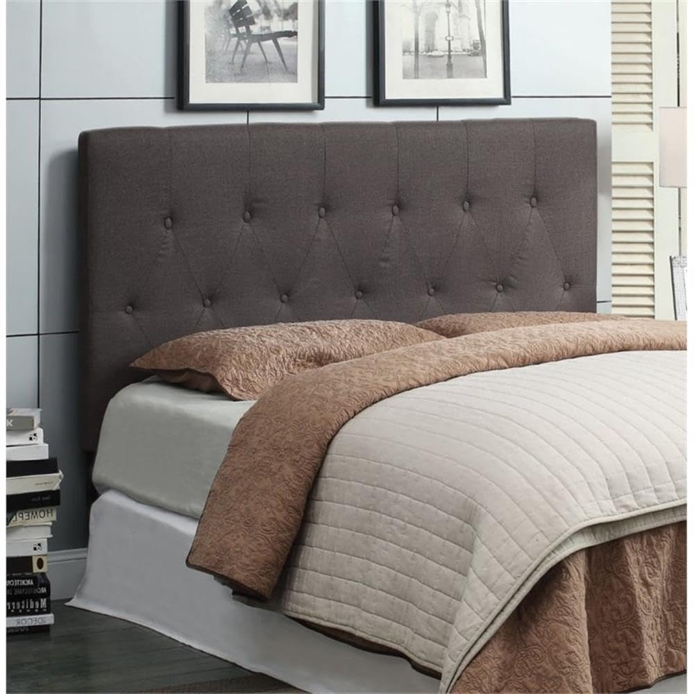 Furniture of America Warscher Gray Fabric Tufted Headboard for Full/Queen Bed - Elegant Bedroom Decor for Modern & Traditional Homes
