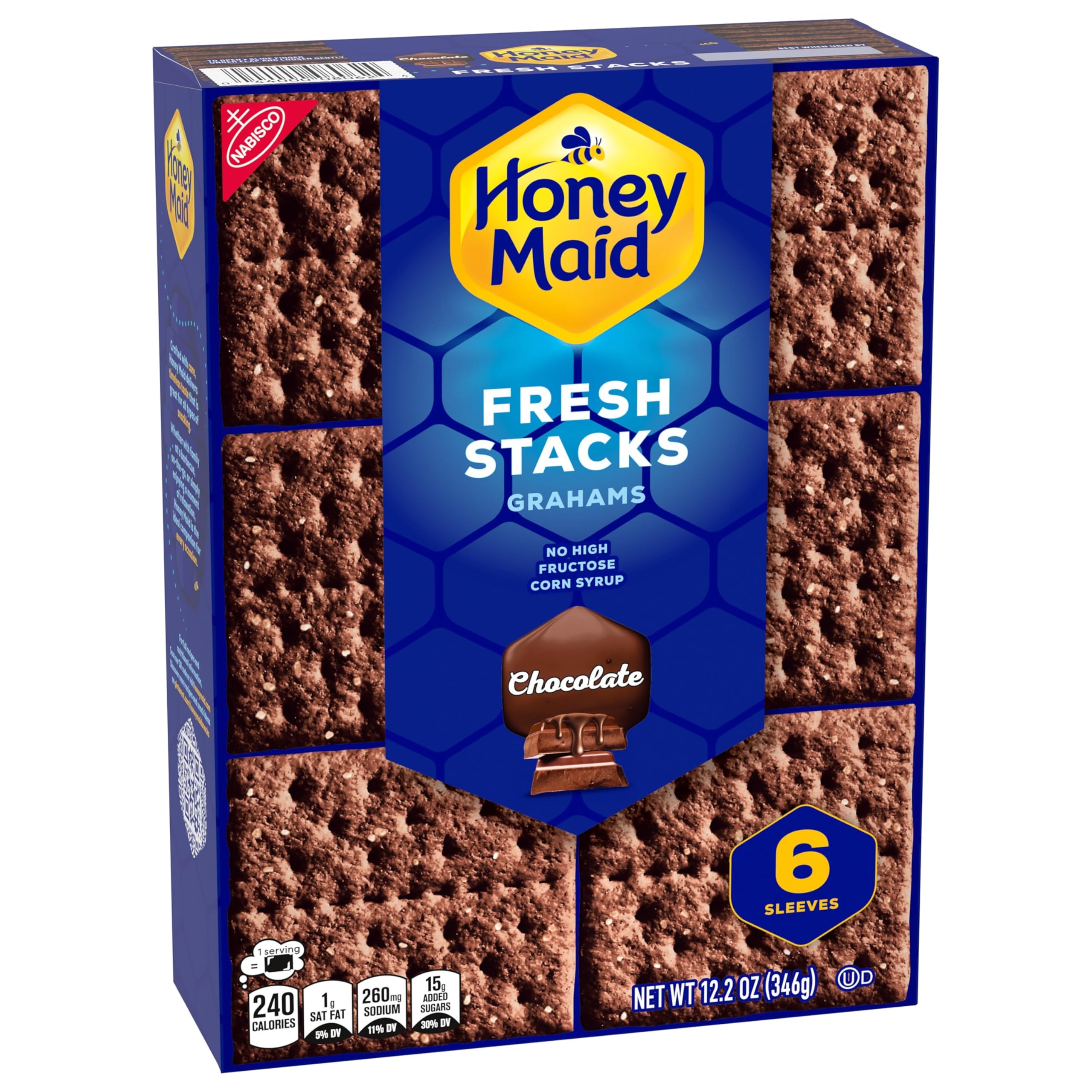 HONEY MAID Fresh Stacks Chocolate Graham Crackers - 36 Individually Wrapped Snack Packs (6 Boxes) | Bulk Travel Snacks for Kids, School Lunches & Office Break