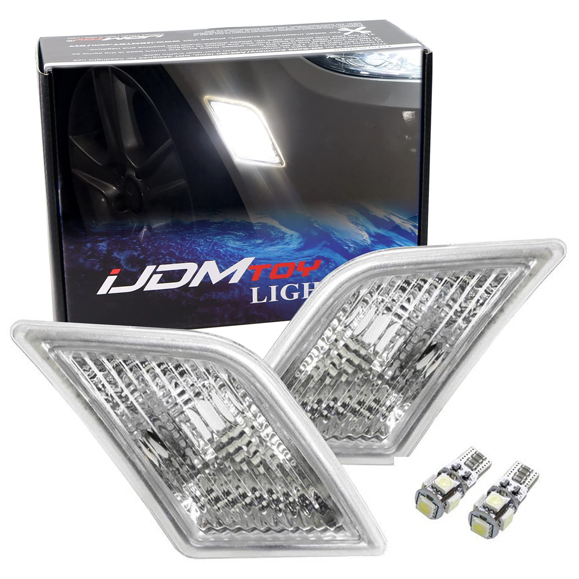 Clear Lens White LED Side Marker Lights for 2008-2011 Mercedes W204 Pre-LCI C-Class - Enhance Visibility & Style for Night Driving & Car Shows
