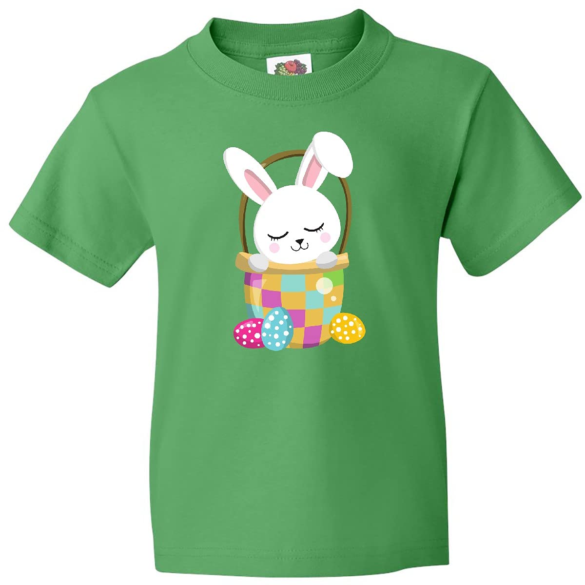 Inktastic Easter Bunny T-Shirt for Kids - Cute White Bunny & Easter Eggs Design - Perfect for Easter Celebrations, Spring Parties & Family Gatherings