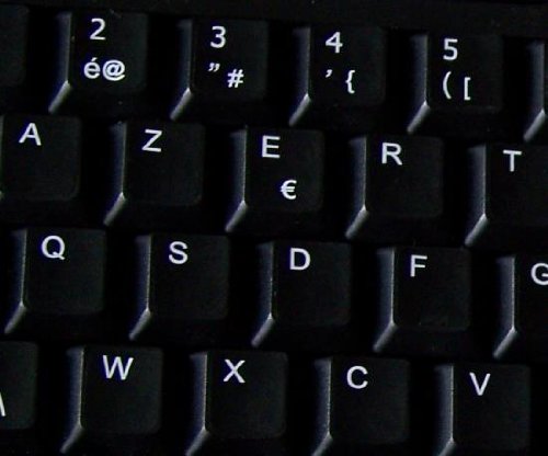 French Belgian Non-Transparent Keyboard Stickers for Laptop & Desktop - Black Background | Perfect for Multilingual Typing, Coding & Office Work