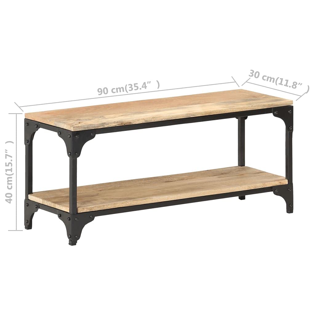 Industrial Style Solid Mango Wood Coffee Table with Storage - 35.4