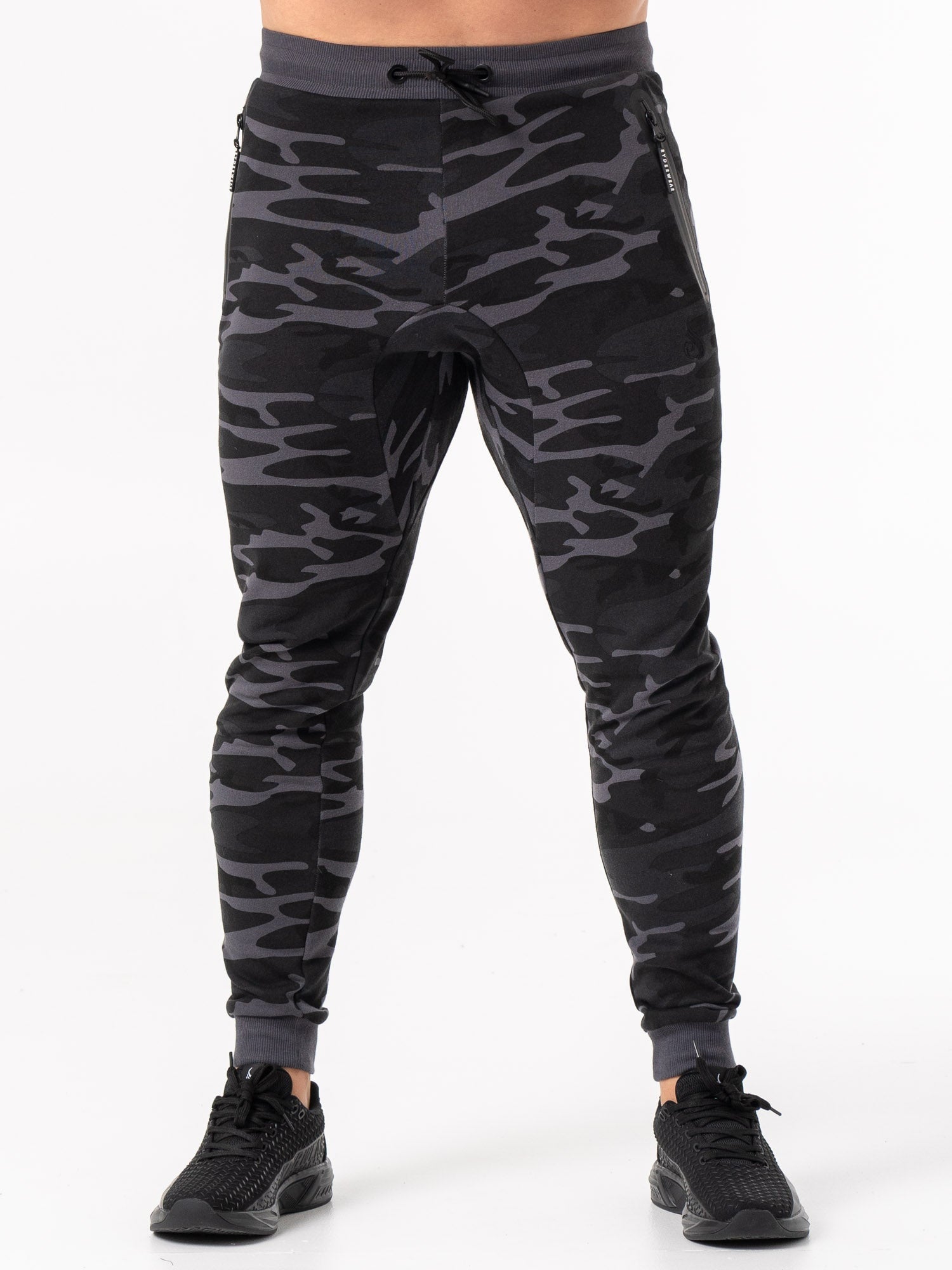 High-Performance Energy Track Pants - Black Camo Print for Men & Women | Gym Workout, Running & Casual Wear