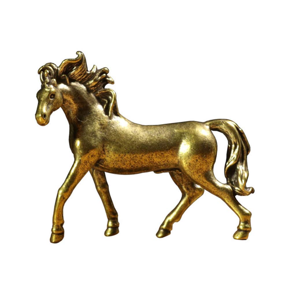 LILOVE Solid Pure Brass Horse Statue Sculpture - Handcrafted Office Desk Decor for Home & Office - Elegant Gift for Equestrian Lovers & Feng Shui Decor