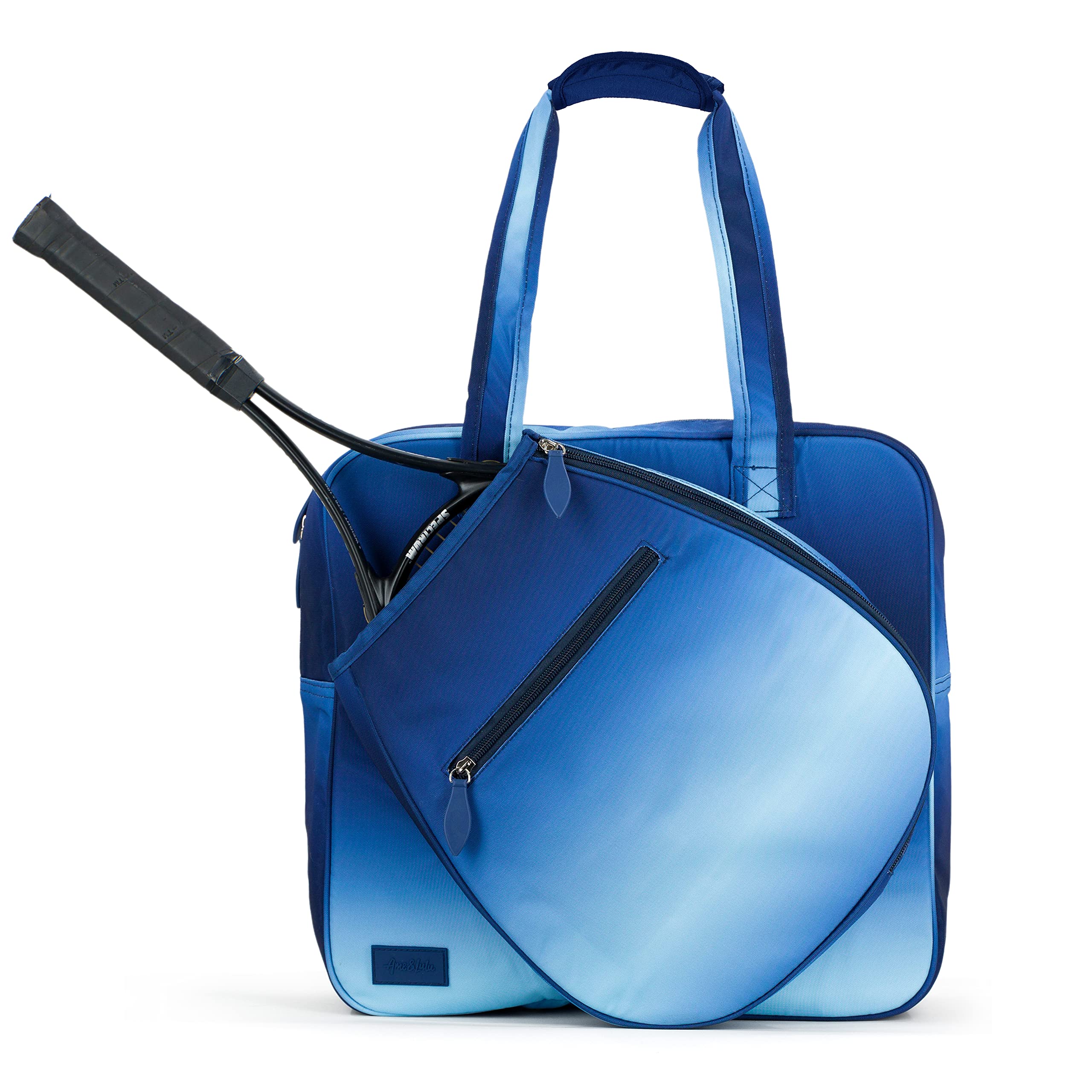 Ame & Lulu Sweet Shot Tennis Tote 3.0 - Navy Ombre Gym Bag for Women | Stylish Sports Tote with Pockets | Perfect for Tennis, Yoga, Gym & Beach | Durable & Water-Resistant