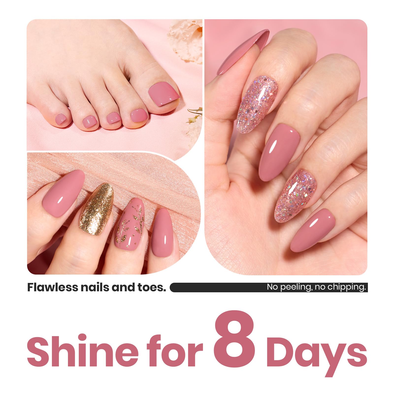 Beetles Pink Nail Polish - 15ML Dusty Rose Long Lasting & Quick Dry Nail Strengthener | 2-in-1 Ridge Filler Base Coat for Nail Growth | Valentine's Day Gift for Women | Perfect for Manicures, Pedicures & Special Occasions