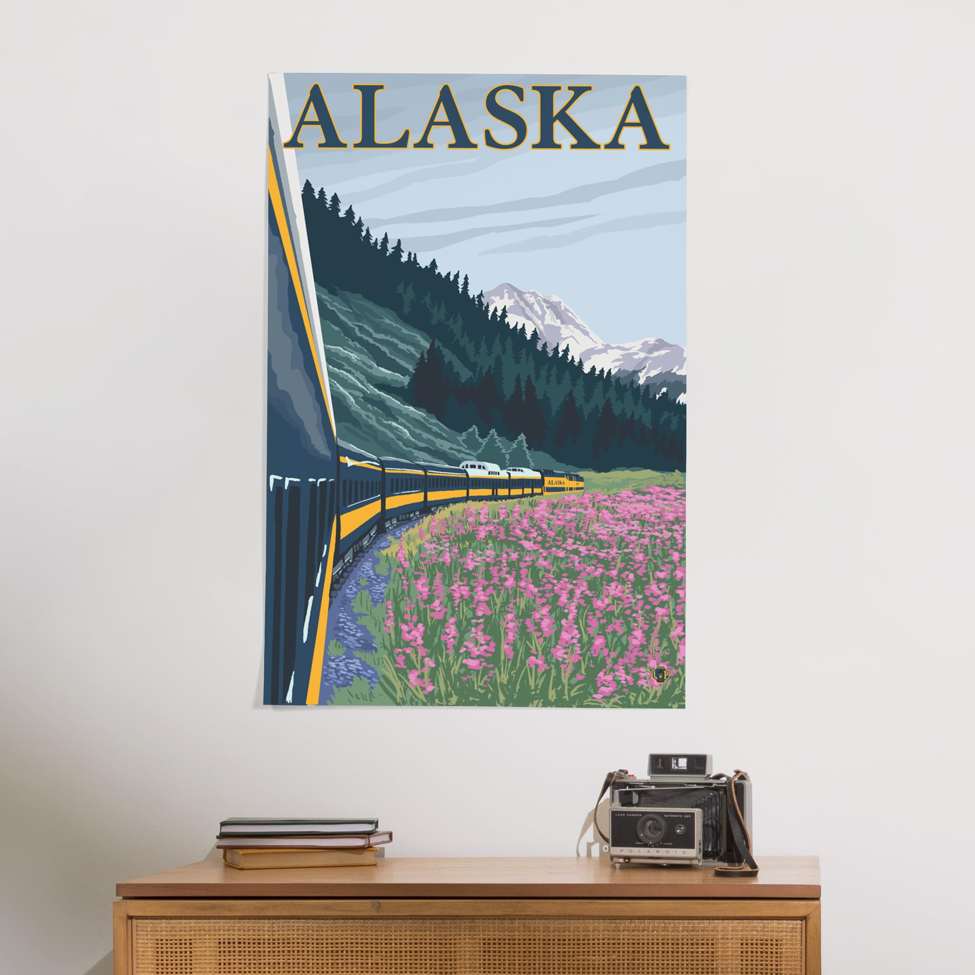 Lantern Press 24x36 Inch Giclee Art Print - Alaska Railroad Landscape Wall Decor for Living Room, Bedroom & Office | Premium Framed Canvas Painting
