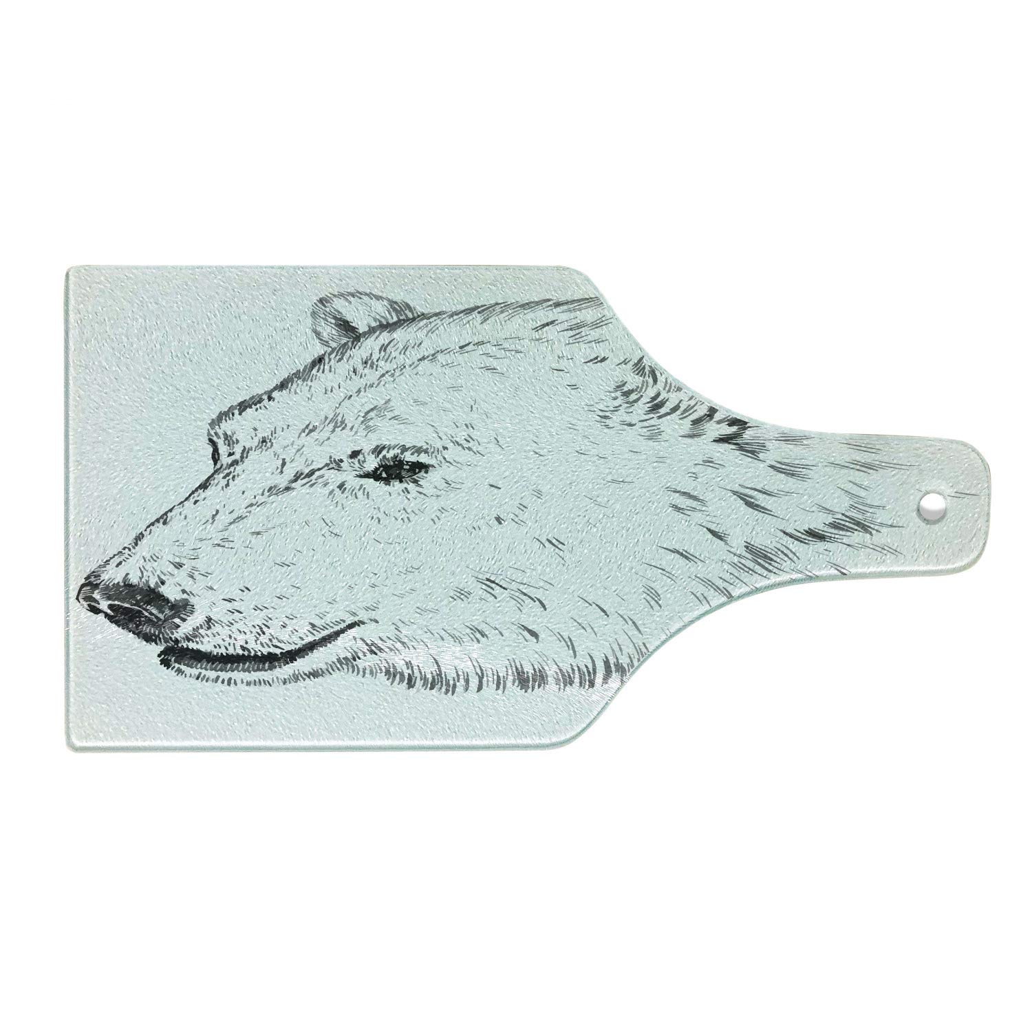 Ambesonne Polar Bear Engraved Glass Cutting Board - Wildlife Animal Design, Tempered Glass Serving Board for Kitchen, Charcuterie & Cheese - Wine Bottle Shape, Charcoal Grey & White - Perfect for Home Decor, Gifts & Entertaining