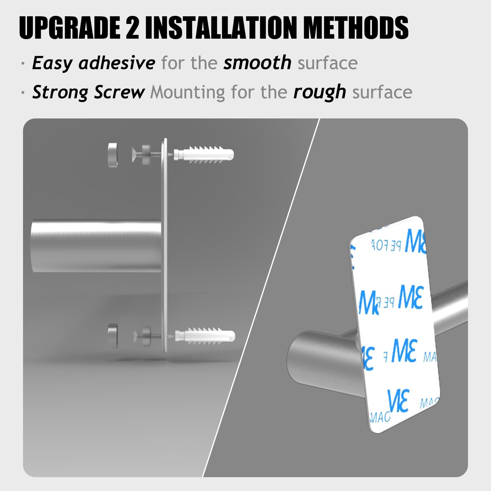 Adjustable Towel Bar 14.4-25.2 Inch, Self Adhesive & Wall Mounted Stainless Steel Hand Towel Rack for Bathroom & Kitchen - SUS 304 Brushed Nickel Finish, Perfect for Organizing Towels, Cloths and Robes in Home or Hotel Spaces