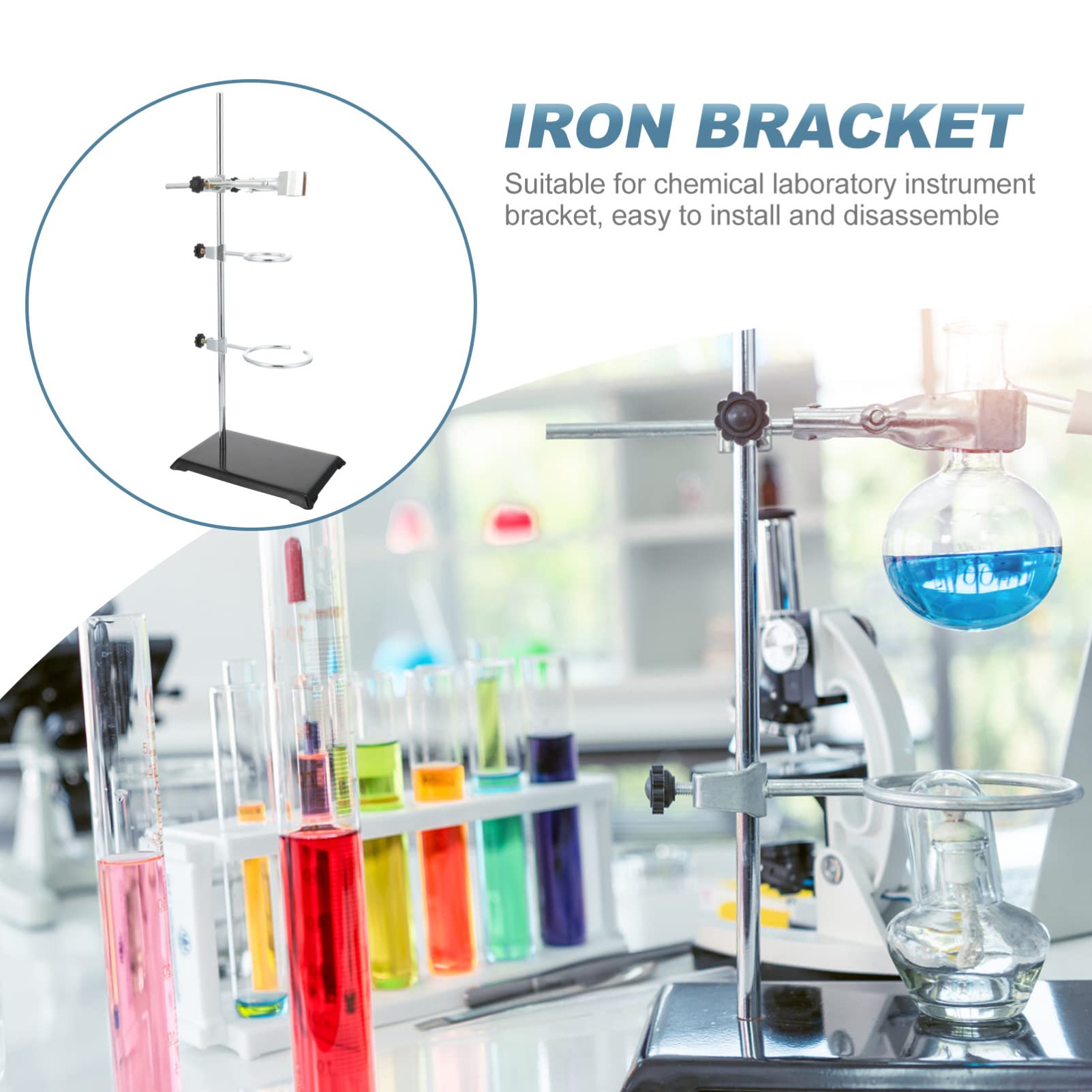 1pc Iron Stand Metal Rack for Laboratory - Heavy Duty Support Stand Rod with Clamp | Lab Equipment Kit, Retort Stand & Essential Supplies | Perfect for Chemistry Experiments, School Labs & Scientific Research