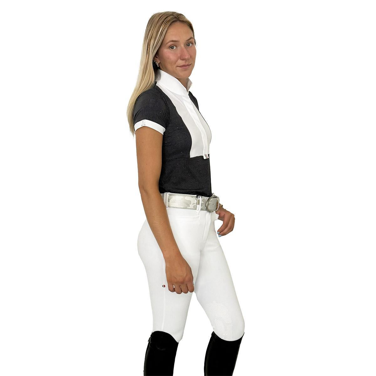 Women's Daphne Short Sleeve Equestrian Show Shirt for Horse Riding - Perfect for Dressage, Show Jumping & Equestrian Competitions