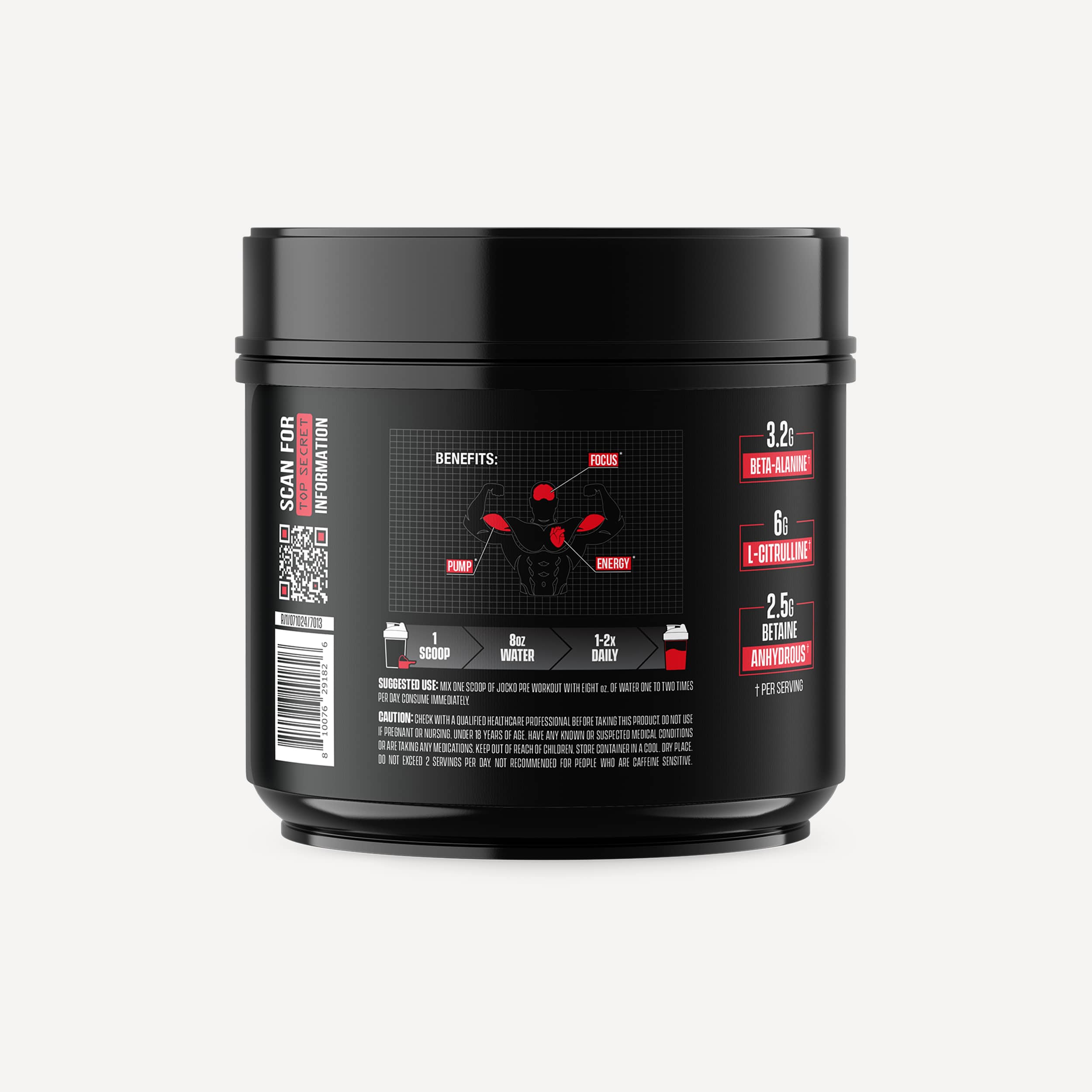 JOCKO Pre Workout Powder - Energy & Endurance Booster for Gym, Running & Fitness | Natural Performance Enhancer for Men & Women