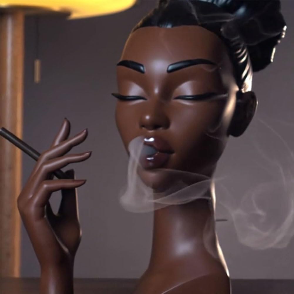 Black Woman Head Incense Burner - Home Decor Gift for Meditation & Relaxation