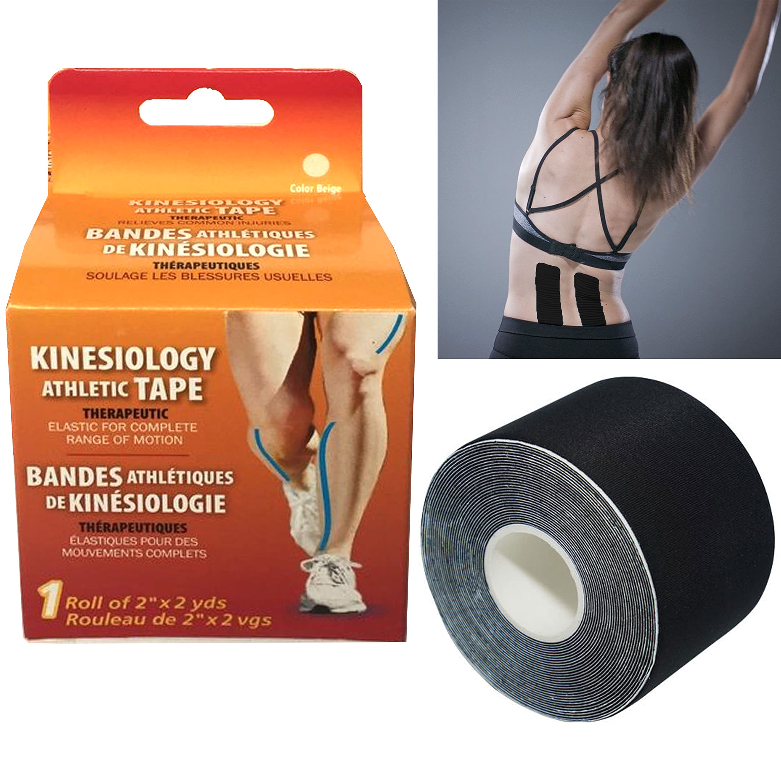 4 Rolls Kinesiology Tape (2 Yards Each) - Waterproof Sports Athletic Tape for Muscle Pain Relief, Joint Support & Injury Recovery - Stretchy, Skin-Friendly Adhesive Bandage - Ideal for Workouts, Running, Yoga & Physical Therapy (Set of 4)