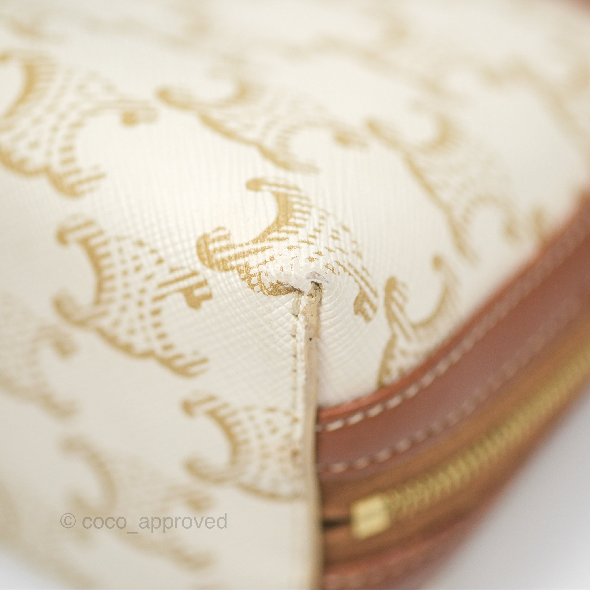 Celine Triomphe Canvas and Lambskin Chain Clutch Bag in White/Tan - Perfect for Evening Events, Parties, and Luxury Fashion Accessories