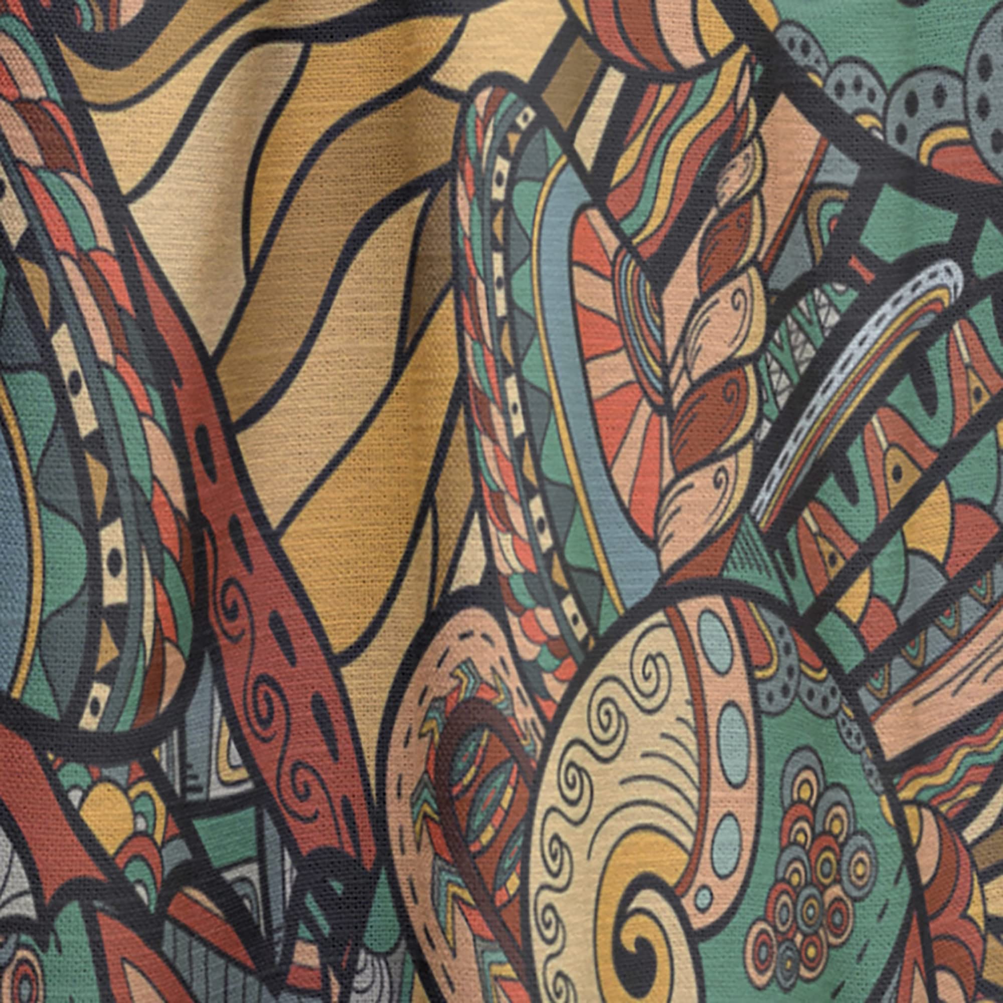 Abstract Ocean Life Pattern Thermal Insulated Curtains - Single Panel 52x108 Inches - Blackout Drapes for Bedroom & Living Room - Perfect for Coastal Decor & Sun Protection