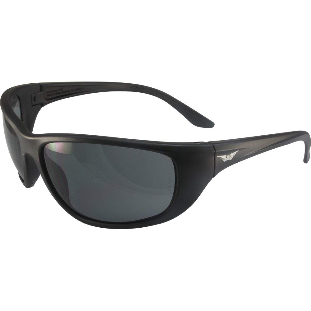 Hercules 6 Motorcycle Safety Glasses - ANSI Z87.1 & MIL-PRF-32432 Certified, Shatterproof Polycarbonate Lenses with UV400 Protection & Scratch-Resistant Coating - Black Frame with Smoke Lenses for Riding, Cycling, and Outdoor Sports
