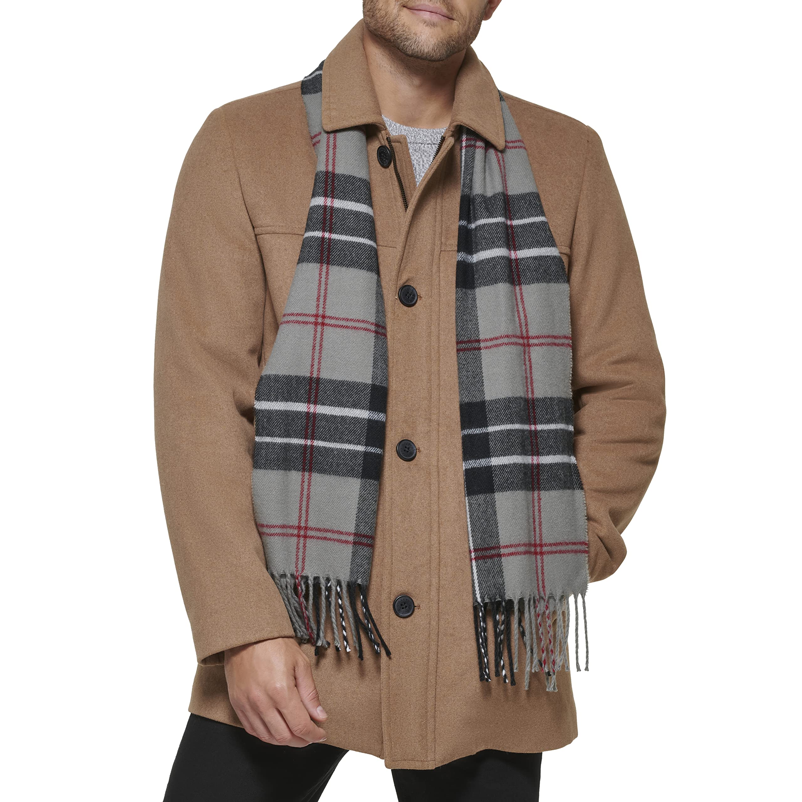 Dockers Men's Weston Wool Blend Coat with Scarf - Classic Winter Jacket for Business & Casual Wear (Regular & Big & Tall Sizes) | Perfect for Office, Travel & Outdoor Activities