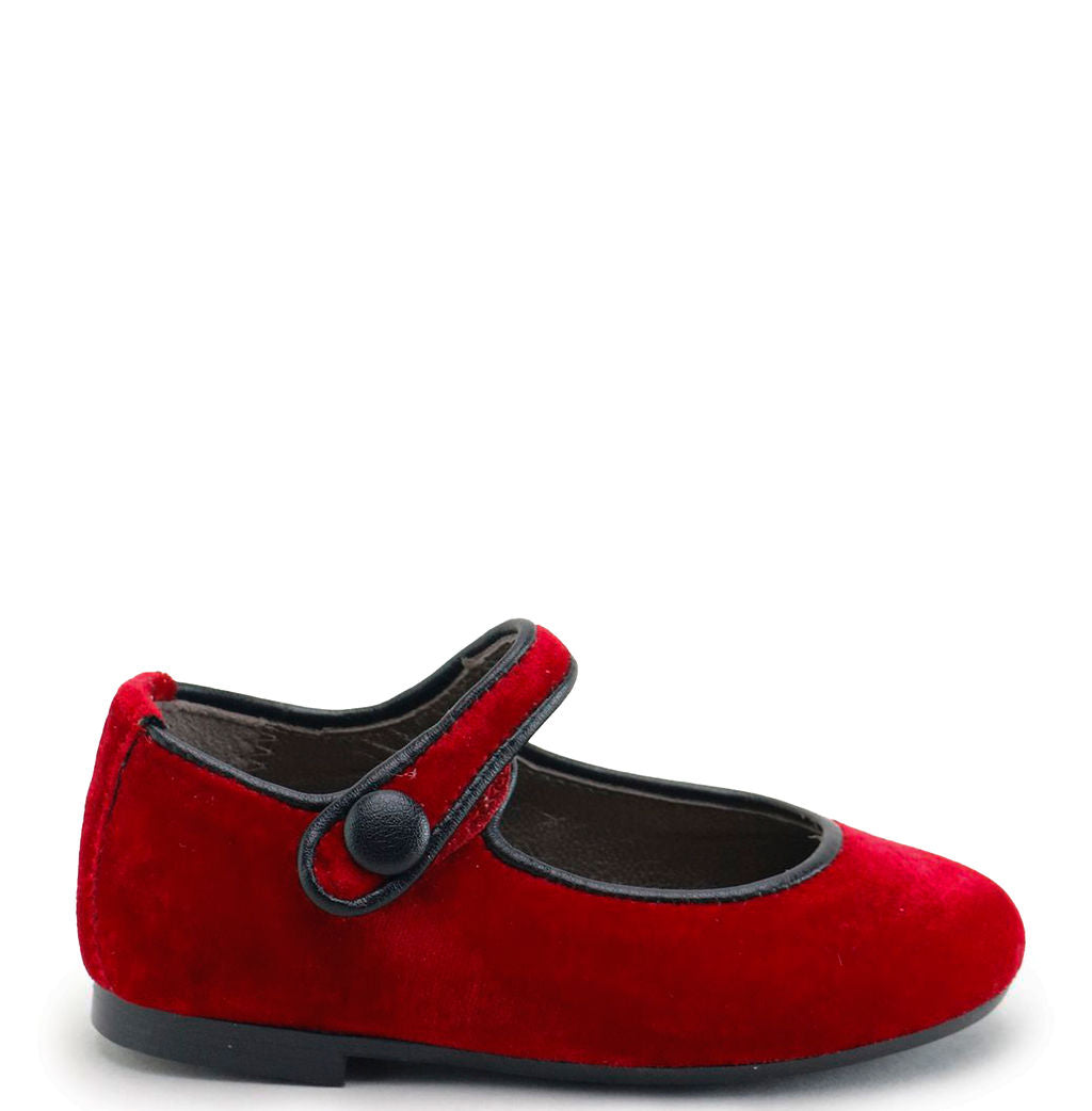Red Velvet Mary Jane Piping Shoes for Women - Elegant Comfort & Style for Weddings, Parties & Special Occasions