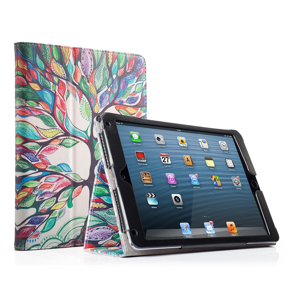 Premium PU Leather iPad 9.7 Inch Case for iPad 2018/2017/Air 2/Air 1 (Model A1823/A1893) - Shockproof Corner Protection & Scratch-Resistant Smart Cover with Auto Sleep/Wake - Perfect for Work, Travel & School (Love Tree Design)